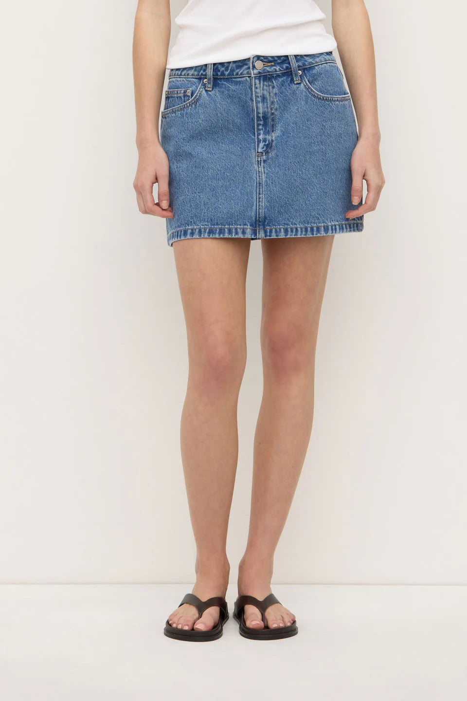 Assembly Label Callista Denim Mini Skirt Dark Stone