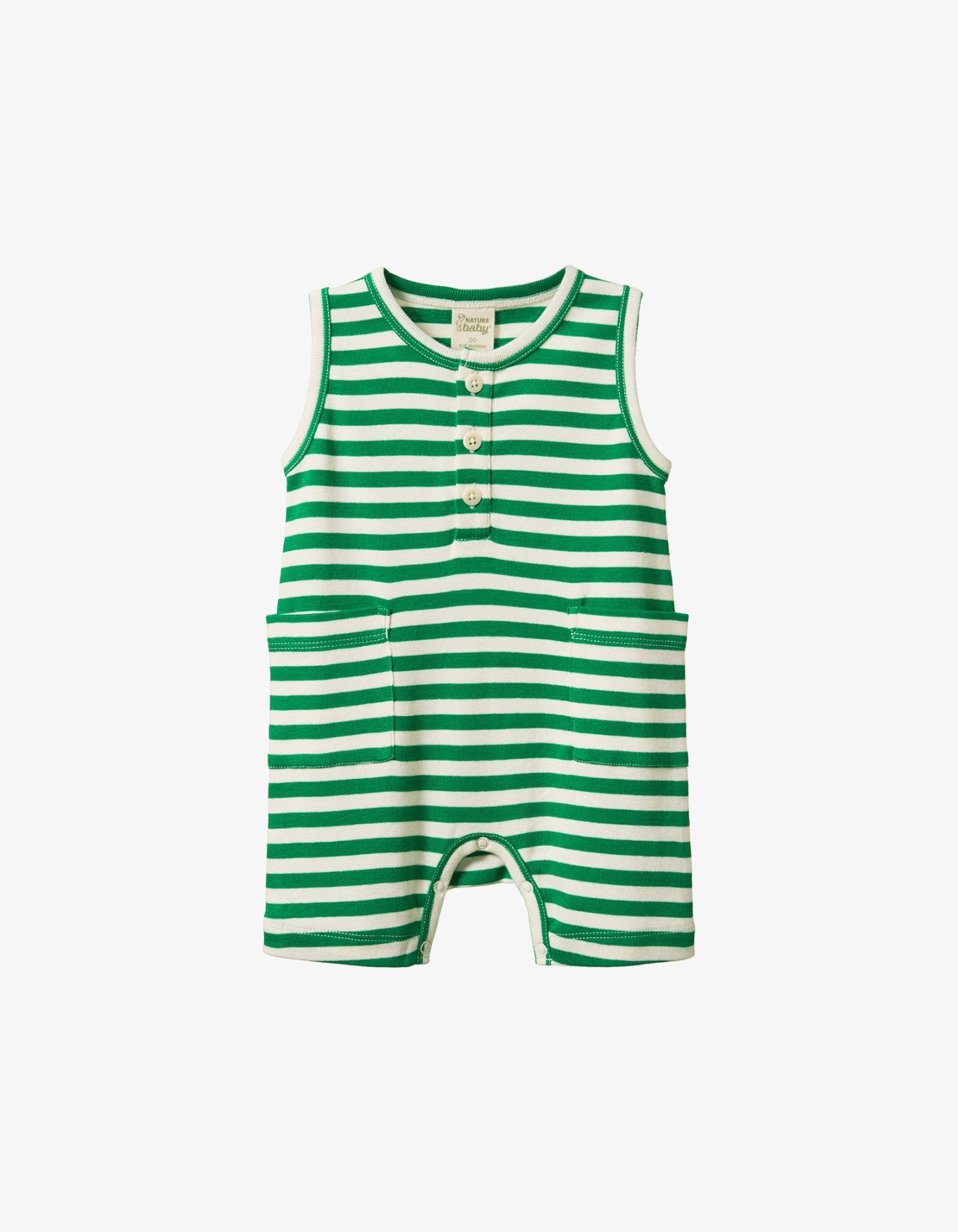 Nature Baby Camper Suit Kelly Green Sea Stripe