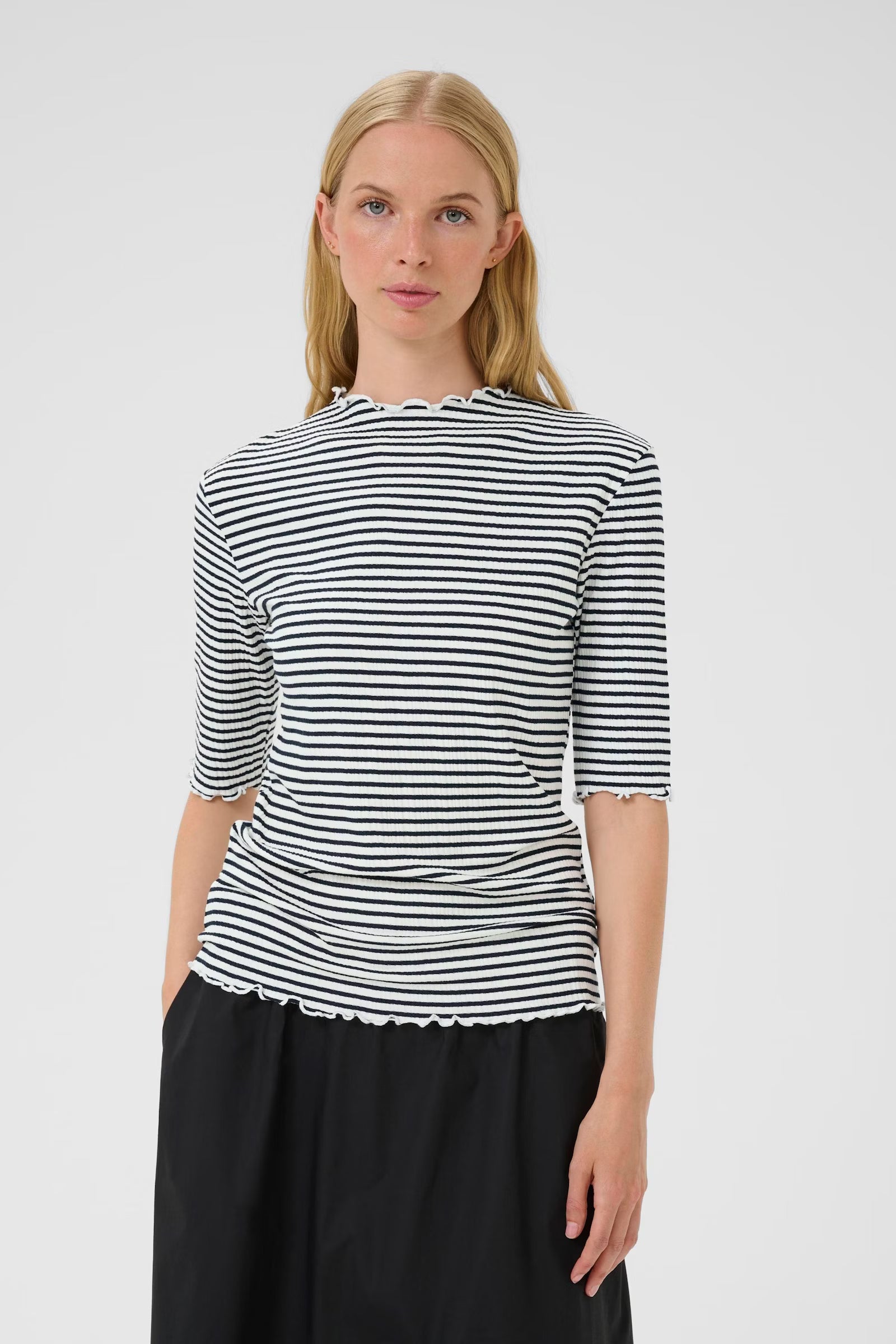 Karen By Simonsen CandaceKB Stripe SS Tee Egret/Night Sky