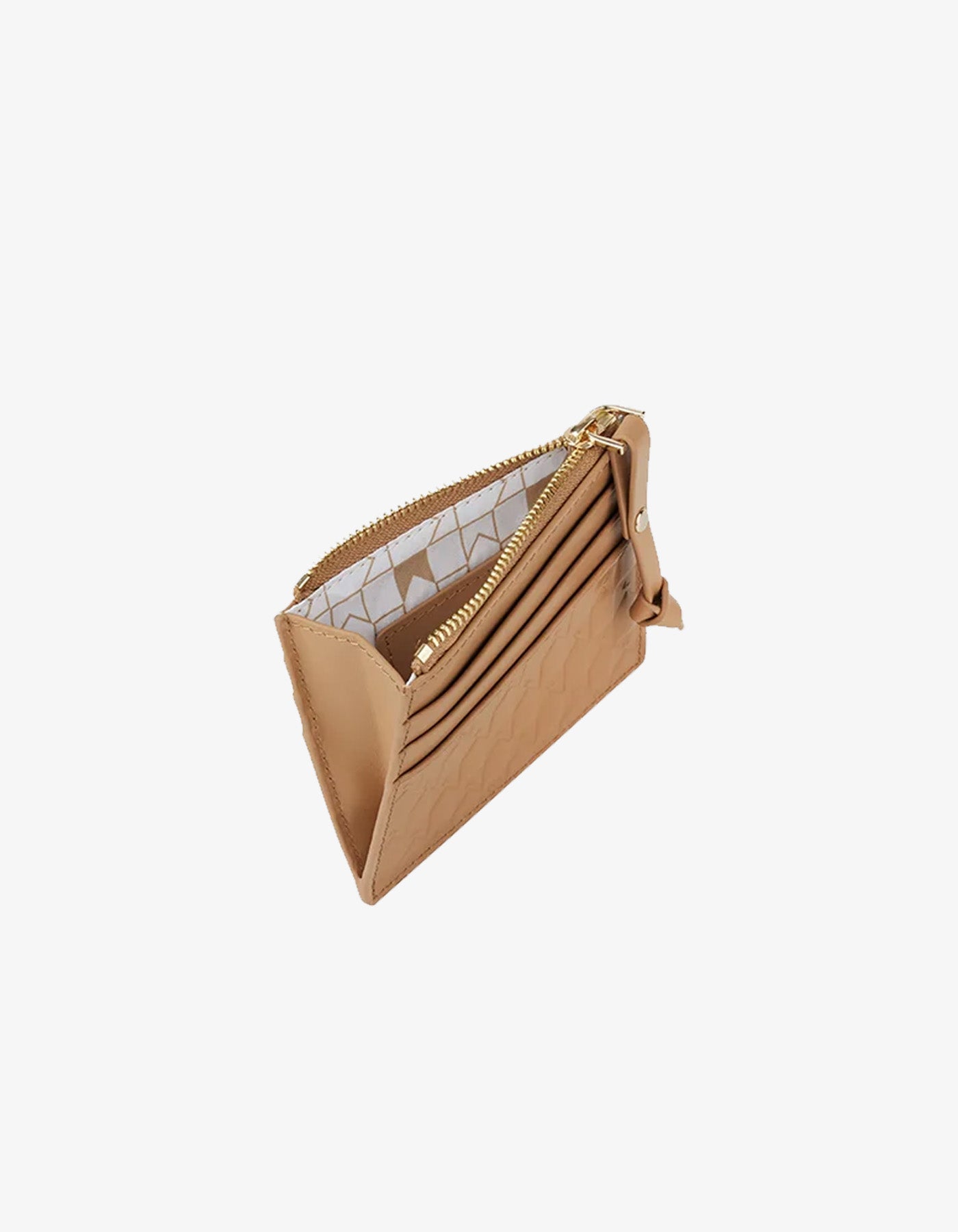 Karen Walker Monogram Zip Cardholder Camel