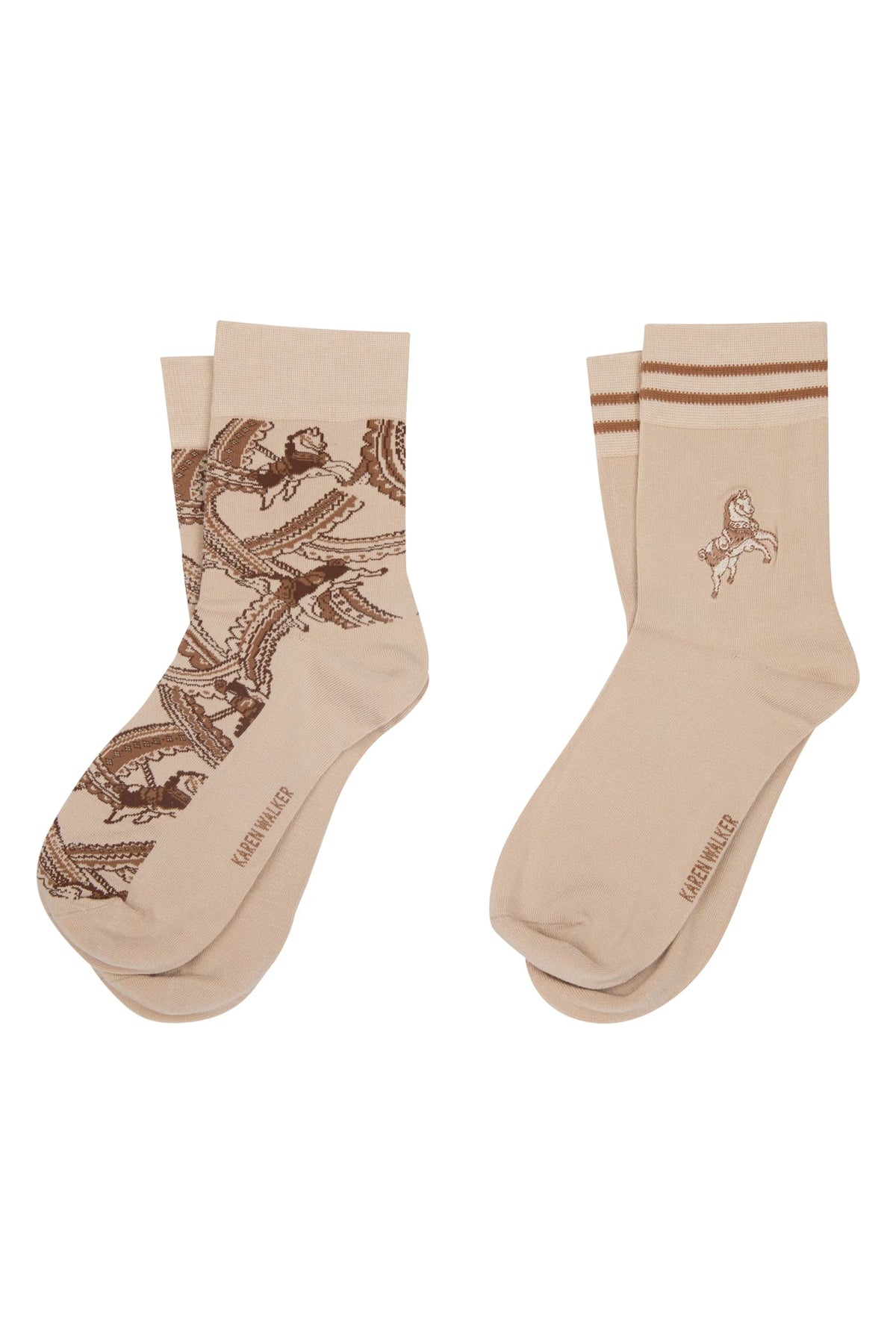 Karen Walker Carousel Socks 2 pack Cream Multi
