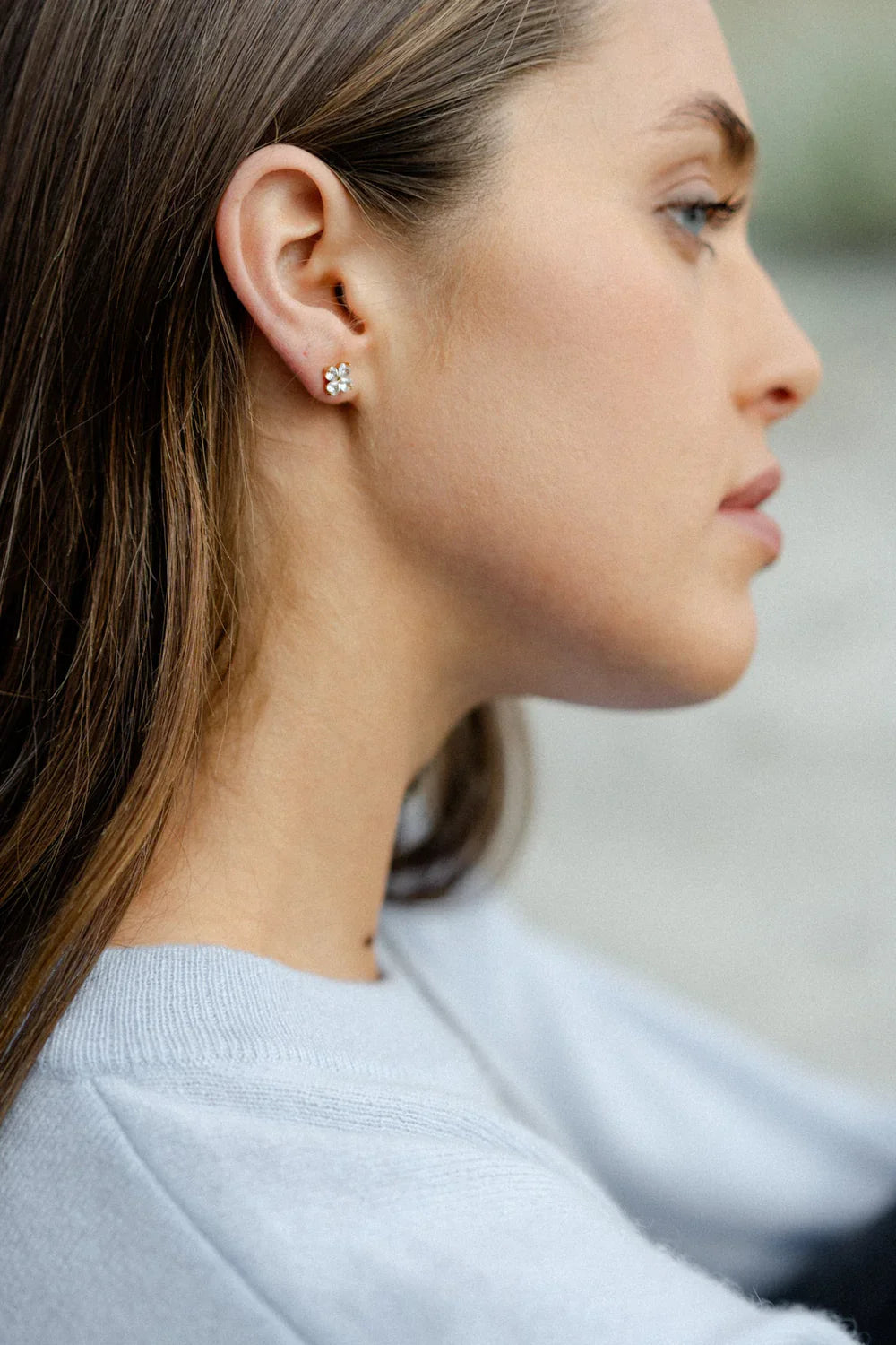 Castel & Co Clover Studs Diamante