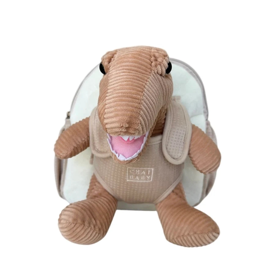 Chai Baby Beige Dinosaur Kids Backpack | Toddler Backpack