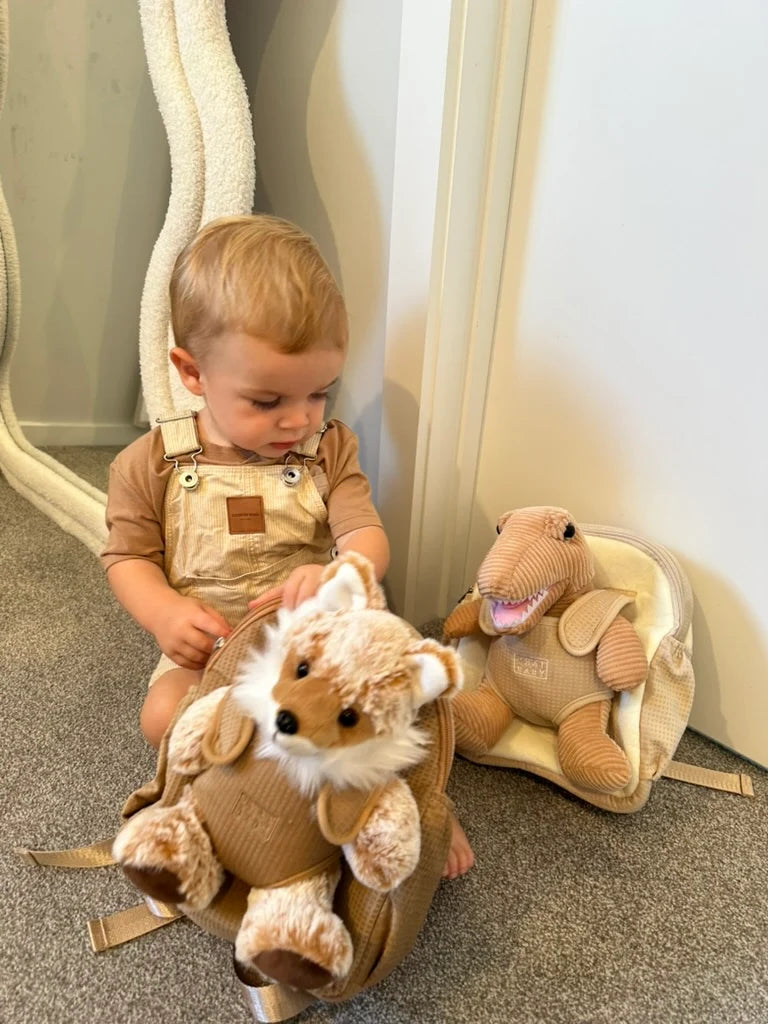 Chai Baby Beige Dinosaur Kids Backpack | Toddler Backpack