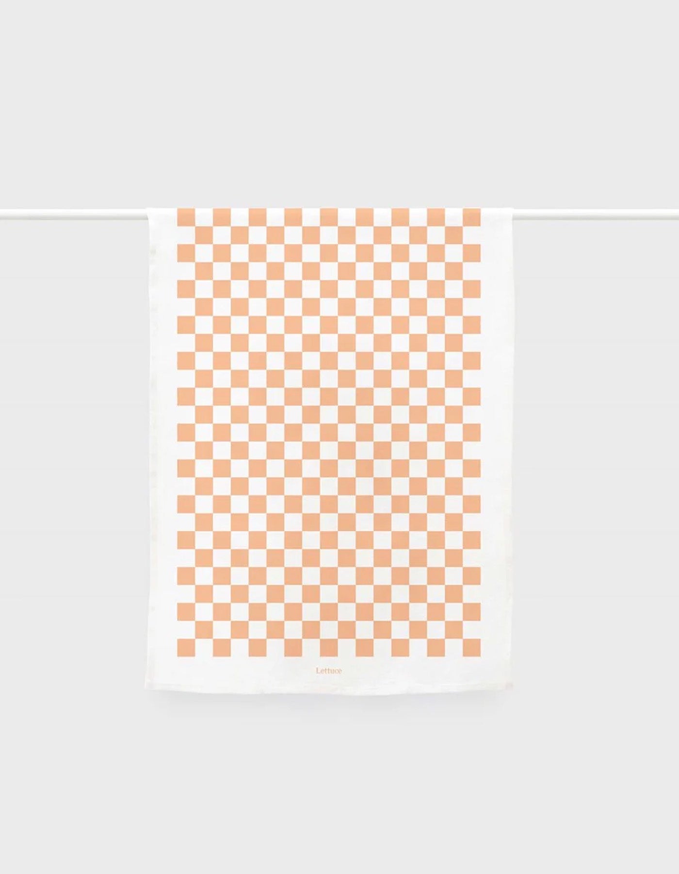 Lettuce Tea Towel Checkers Peach