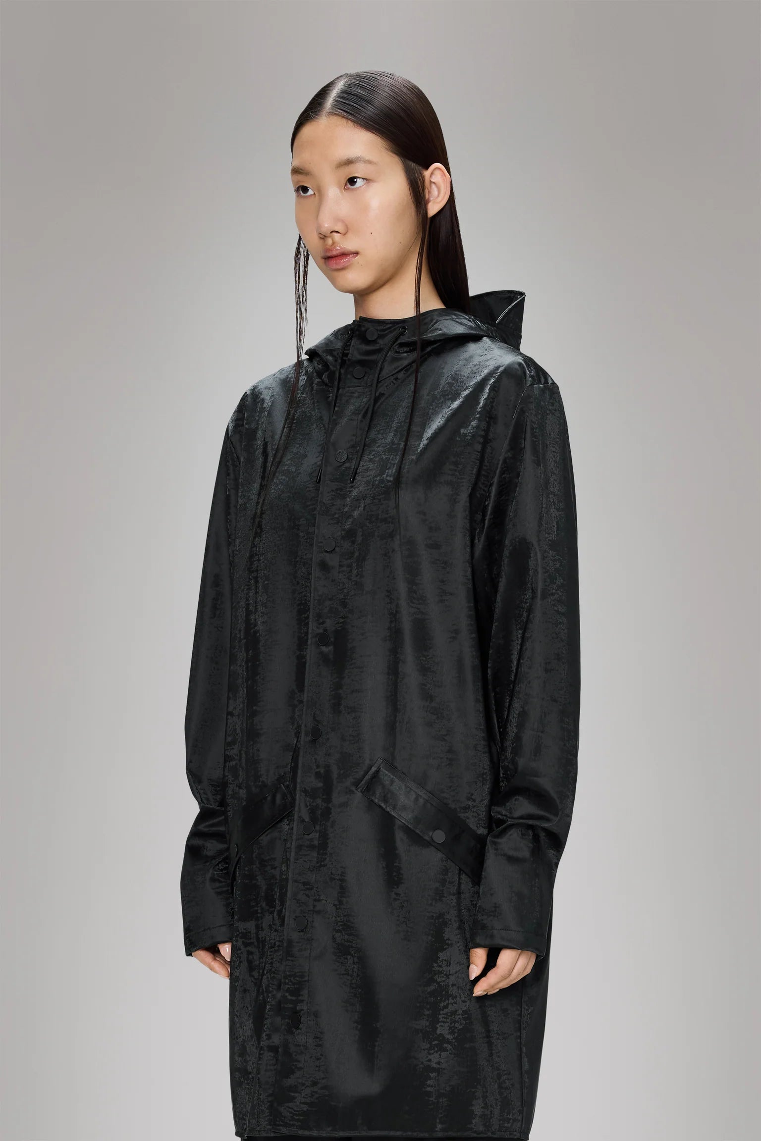 Rains Long Jacket - Coal