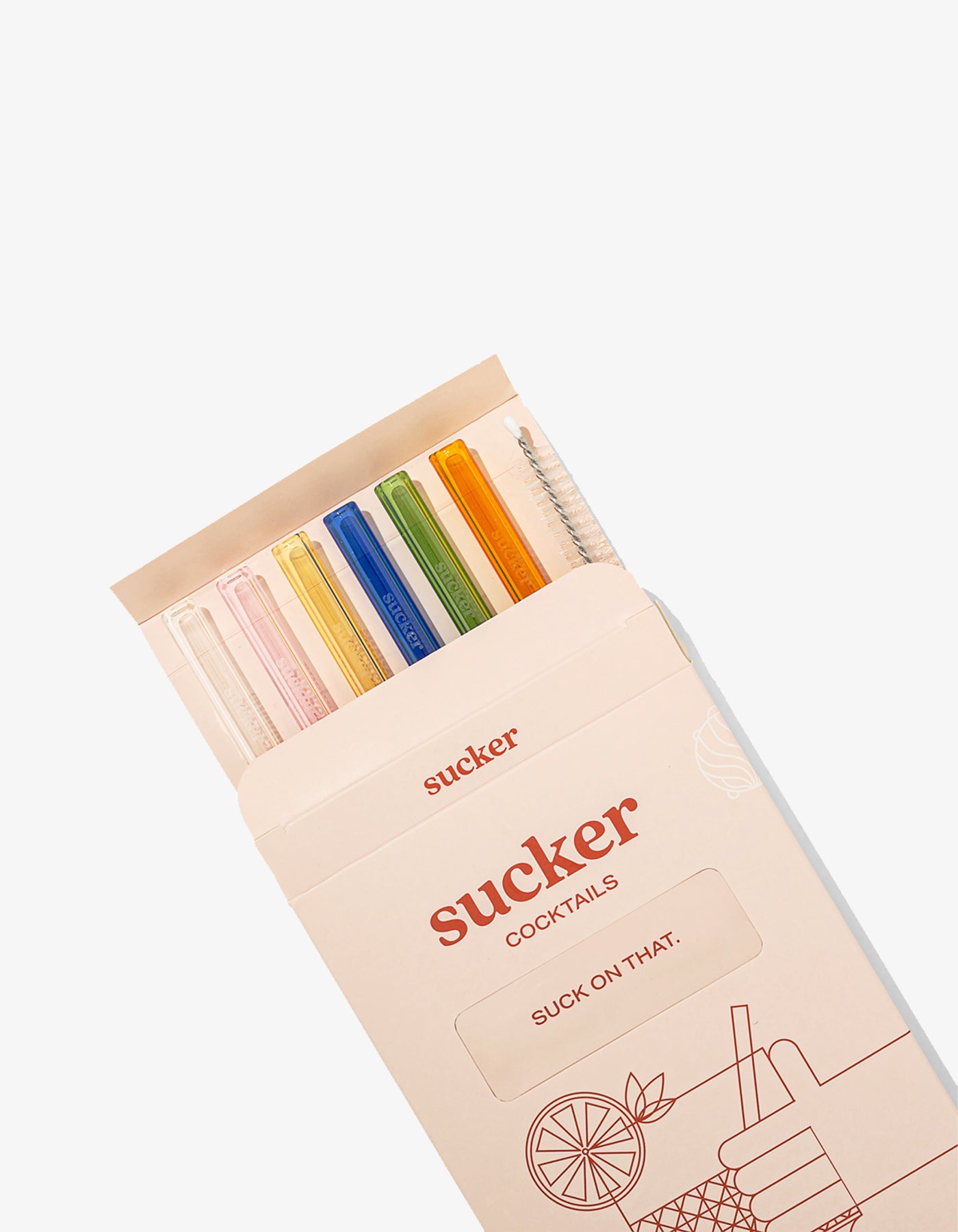 Sucker Reusable Glass Cocktail Straws  Multi