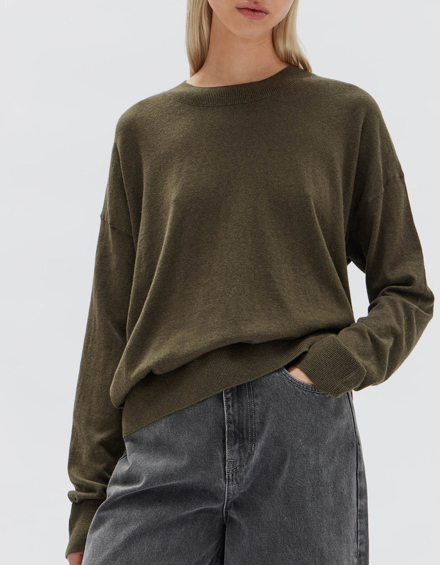 Assembly Label Cotton Cashmere Lounge Sweater Pea Marle