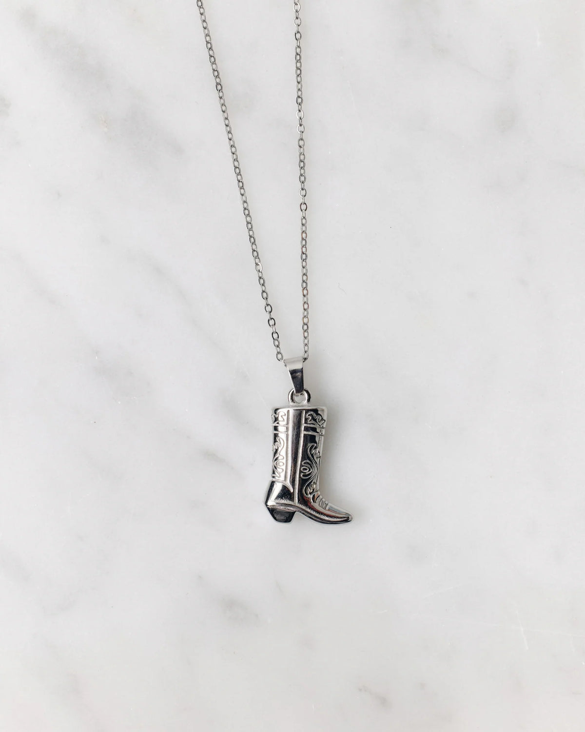 Castel & Co Cowboy Boot Necklace Silver