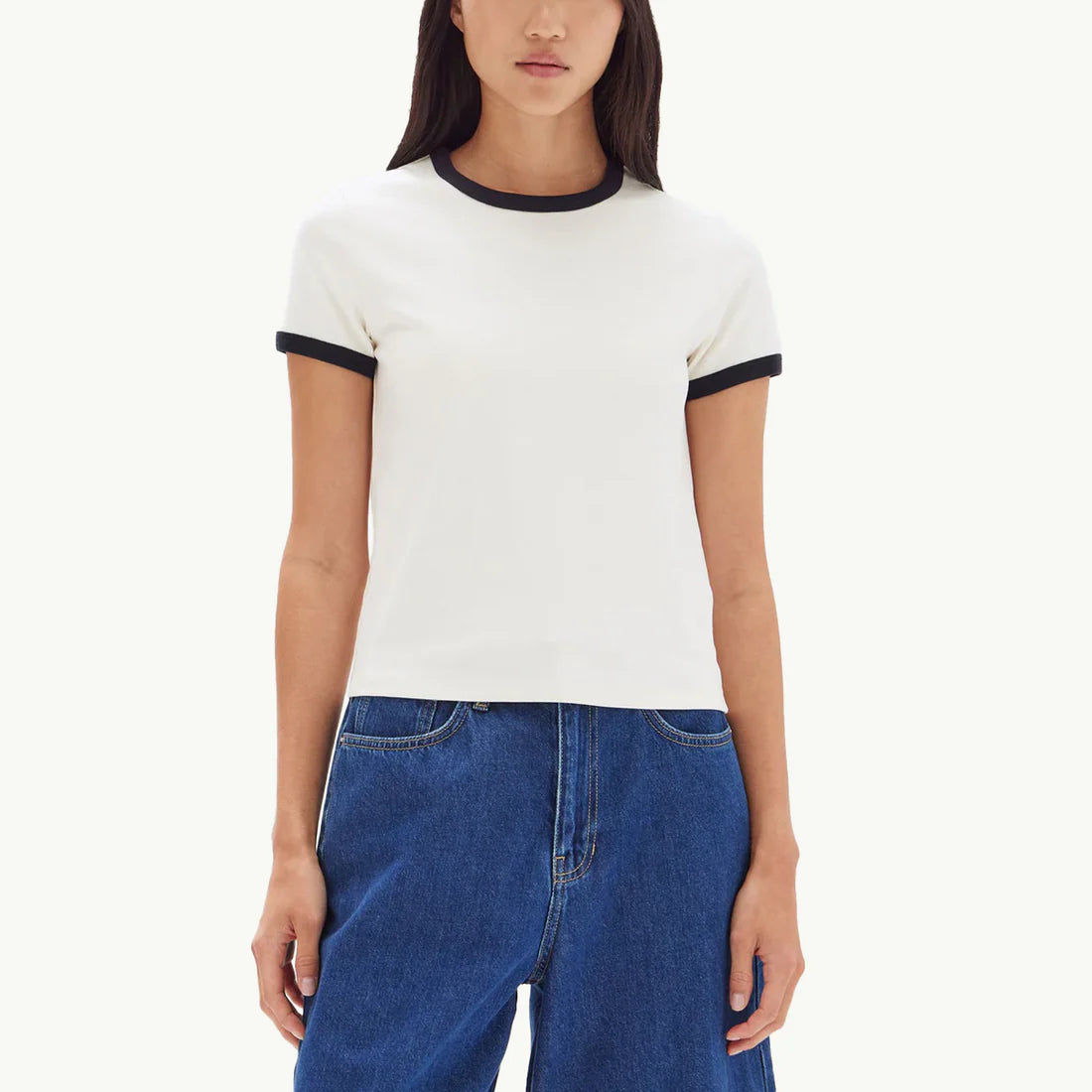 Assembly Label  Elise Ringer Short Sleeve Tee Cream/True Navy