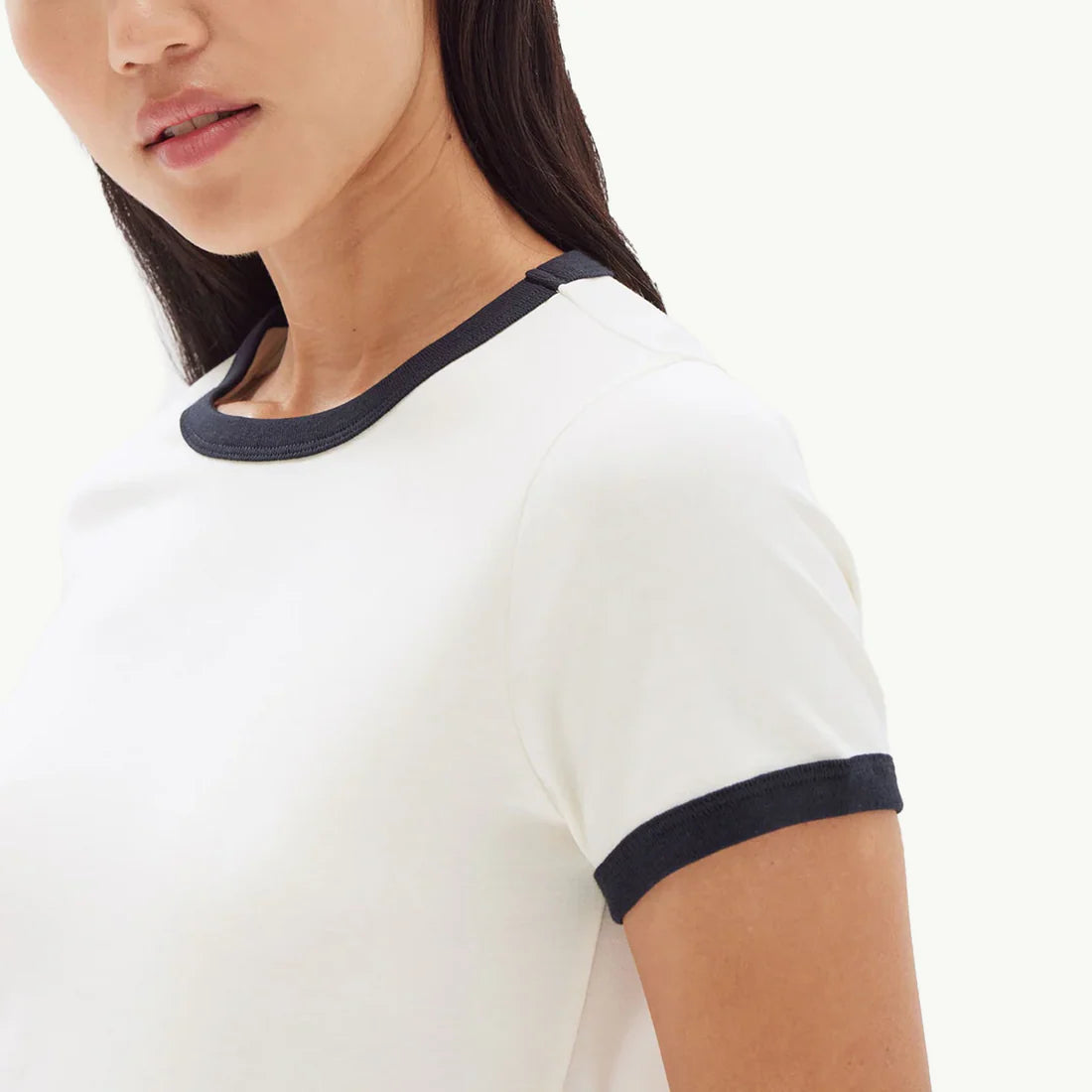 Assembly Label  Elise Ringer Short Sleeve Tee Cream/True Navy