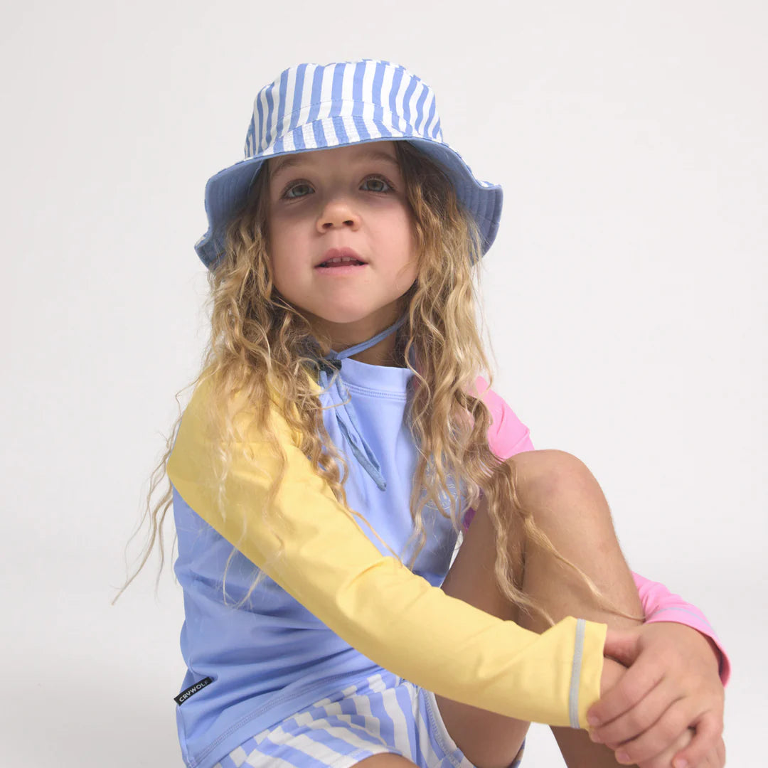 Crywolf Reversible Bucket Hat Sky Blue Stripe