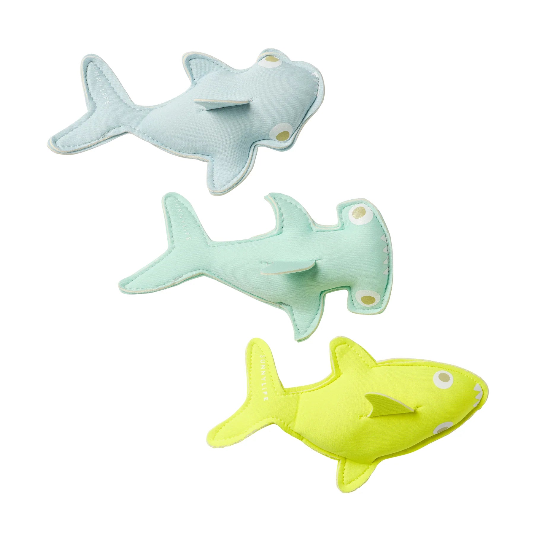 Sunnylife Salty the Shark Dive Buddies Aqua Neon Yellow Set of 3
