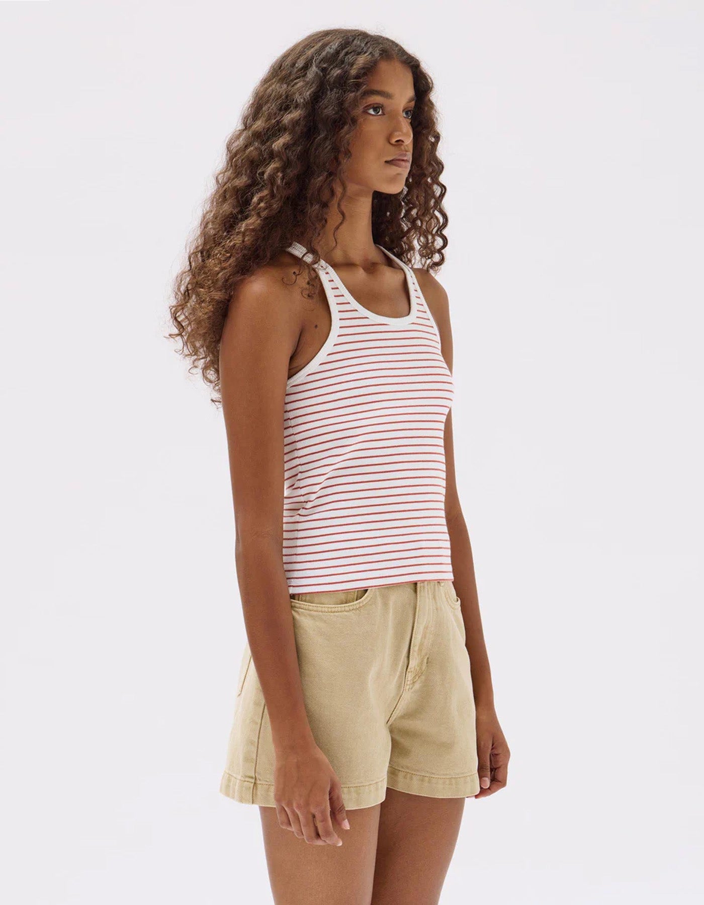 Assembly Label Drew Rib Tank Stripe Papaya/White