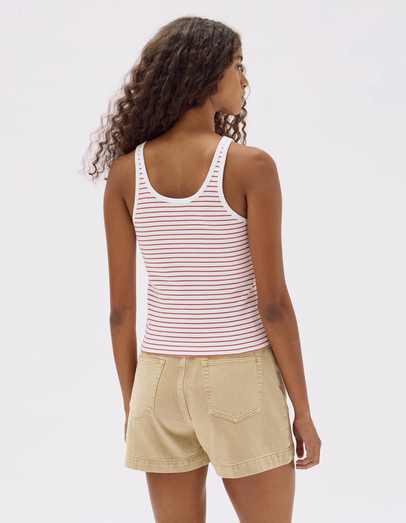 Assembly Label Drew Rib Tank Stripe Papaya/White