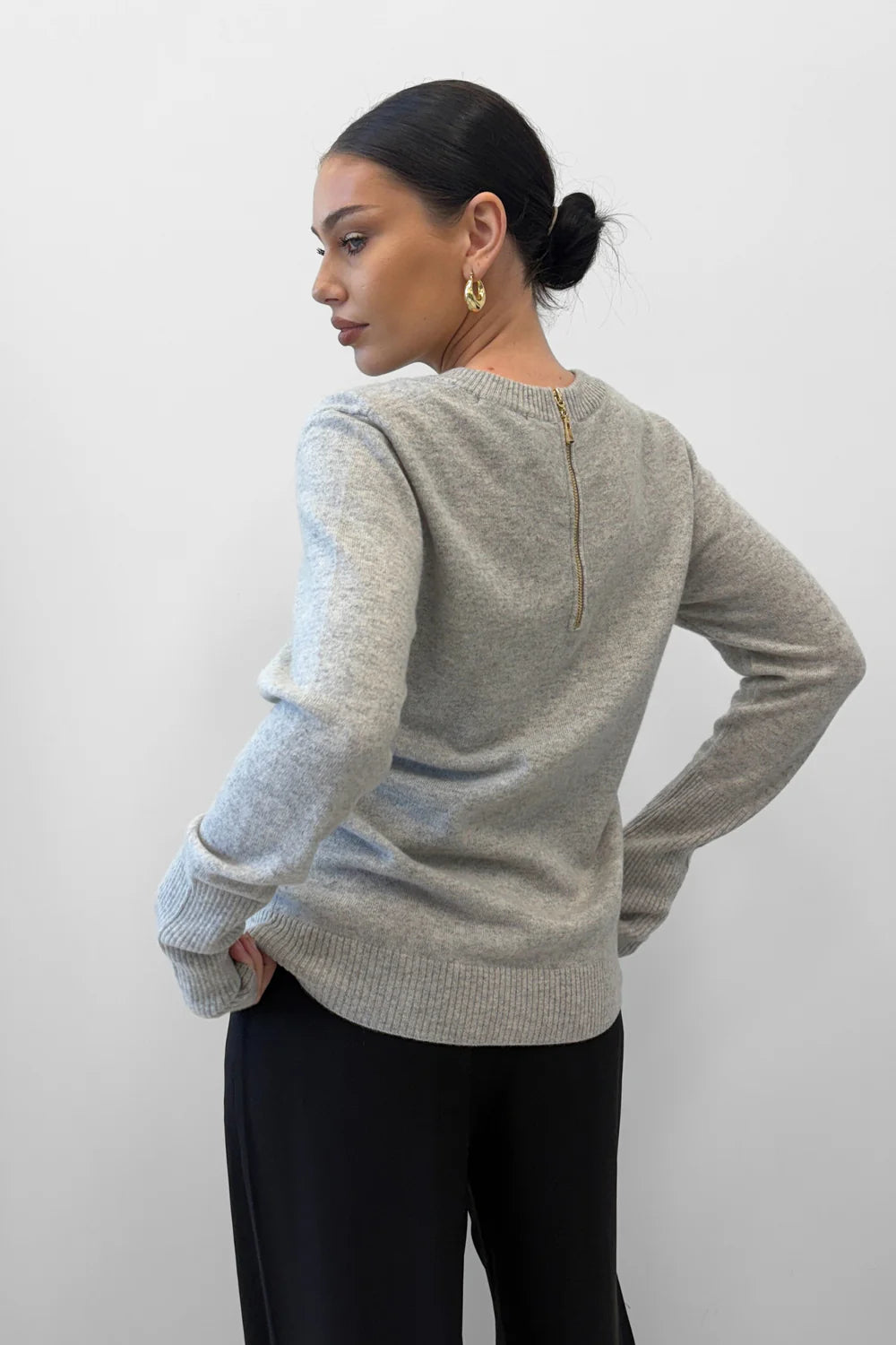 BLAK Elation Cashmere Sweater - Light Grey Marle
