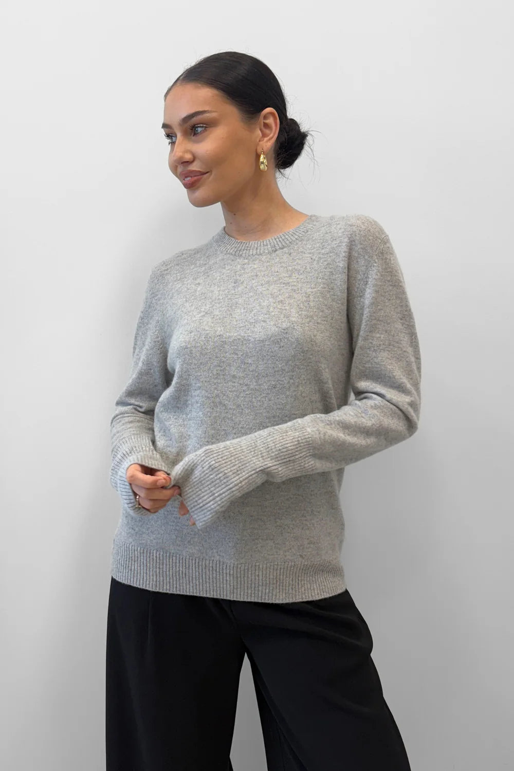 BLAK Elation Cashmere Sweater - Light Grey Marle