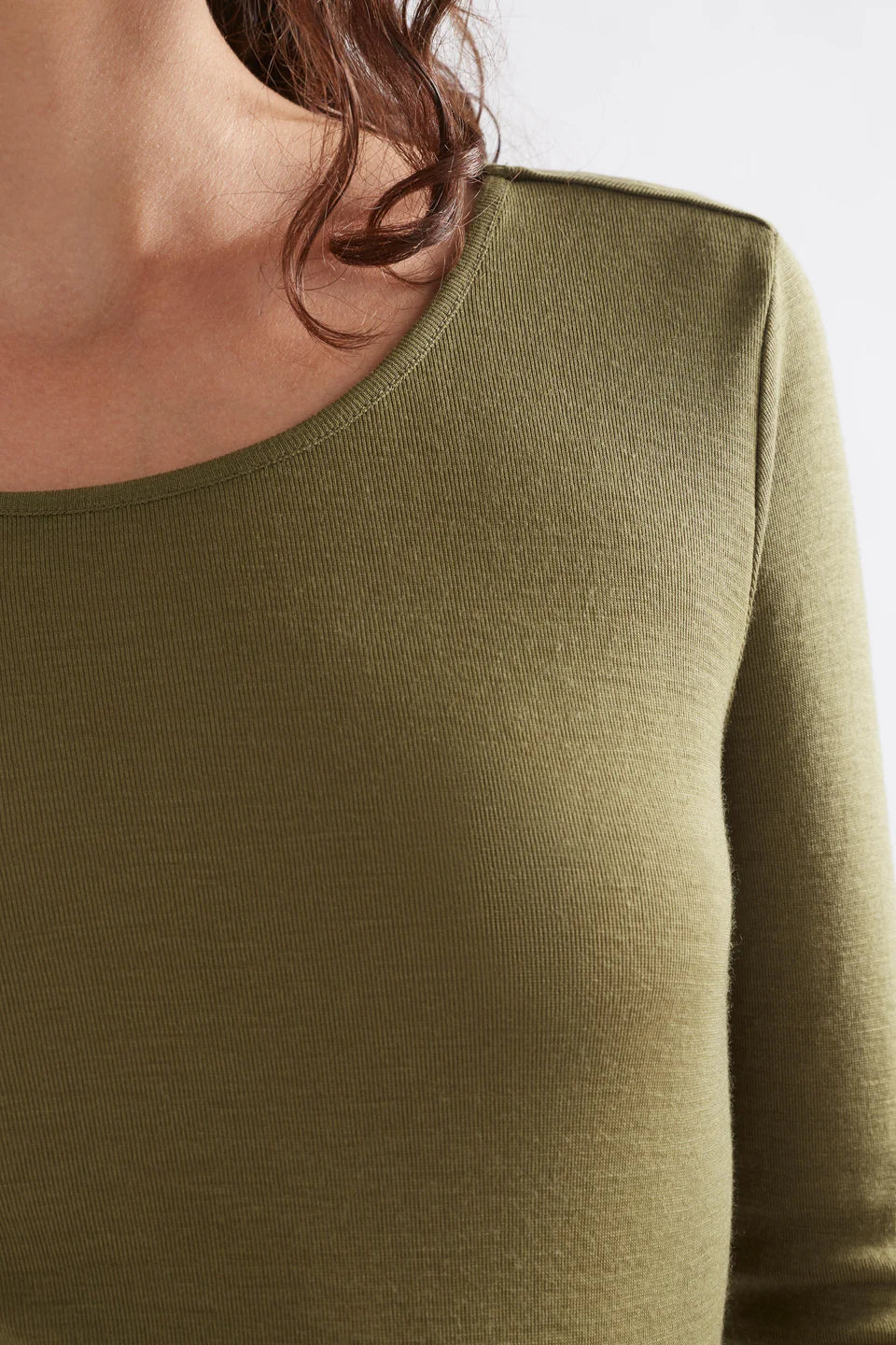 Elk Merino Long Sleeve Top Olive