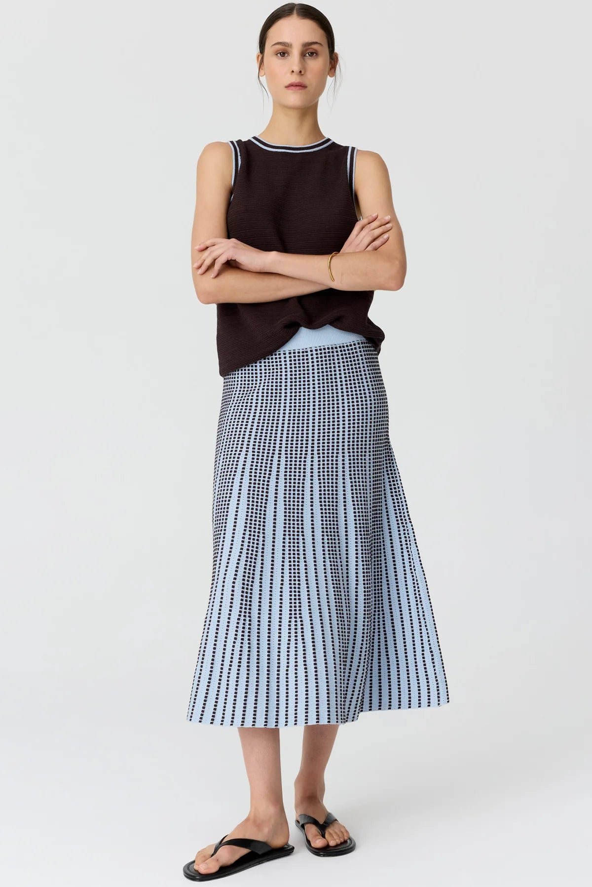 POL Evlyn Knit Skirt Blue Choc