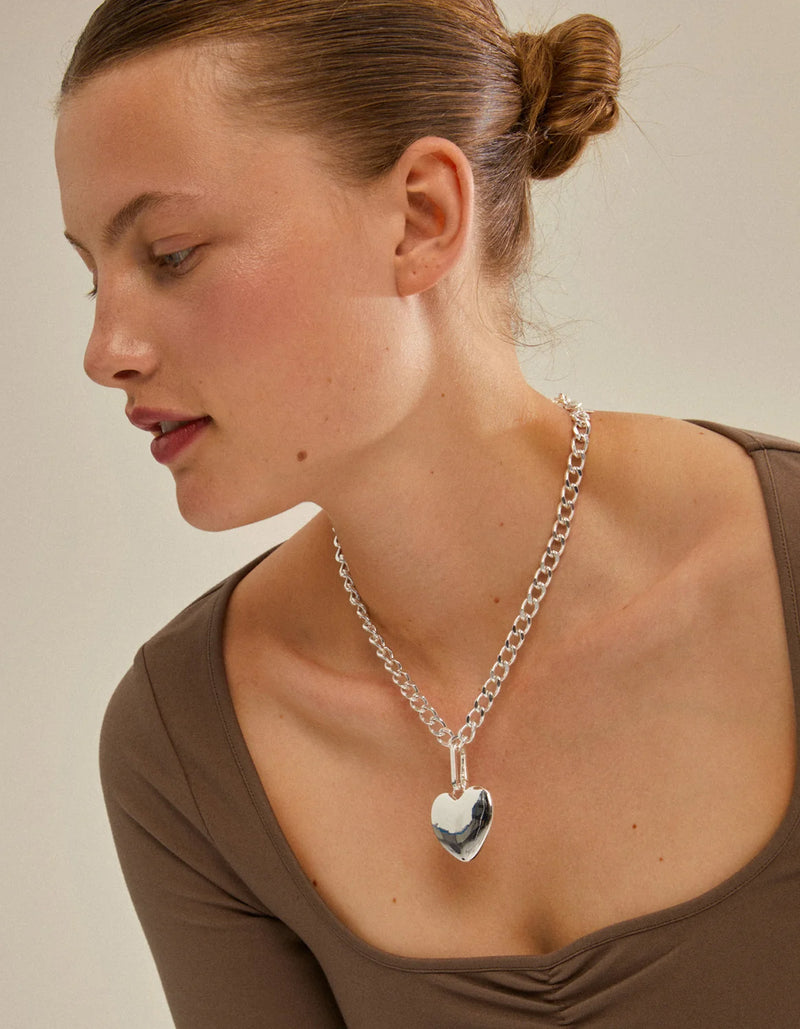 Pilgrim Charm Recycled Maxi Heart Pendant Silver