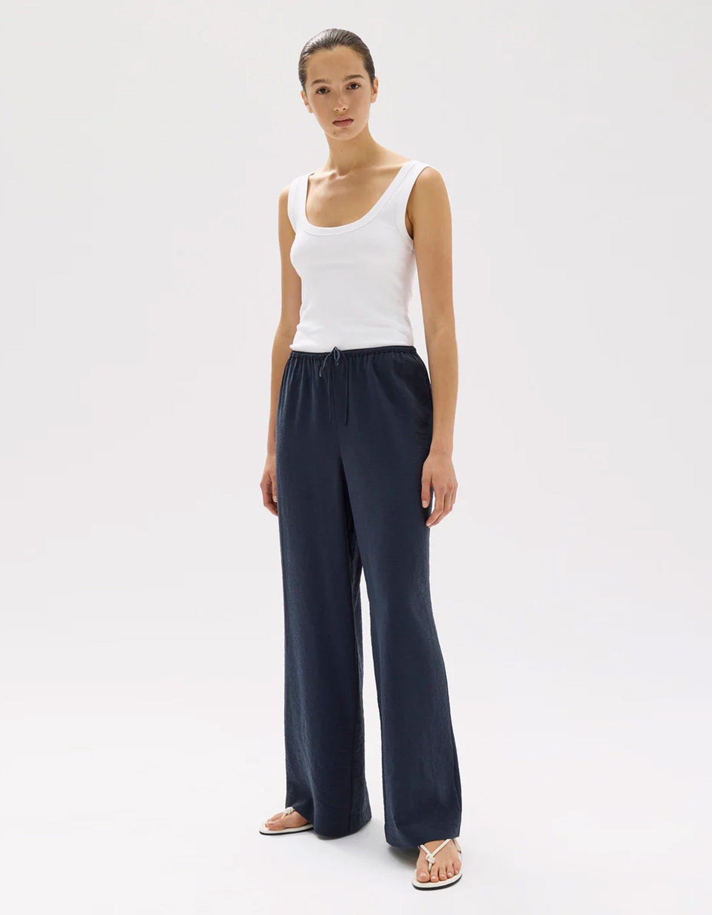 Assembly Label Heather Silk Blend Pant Navy