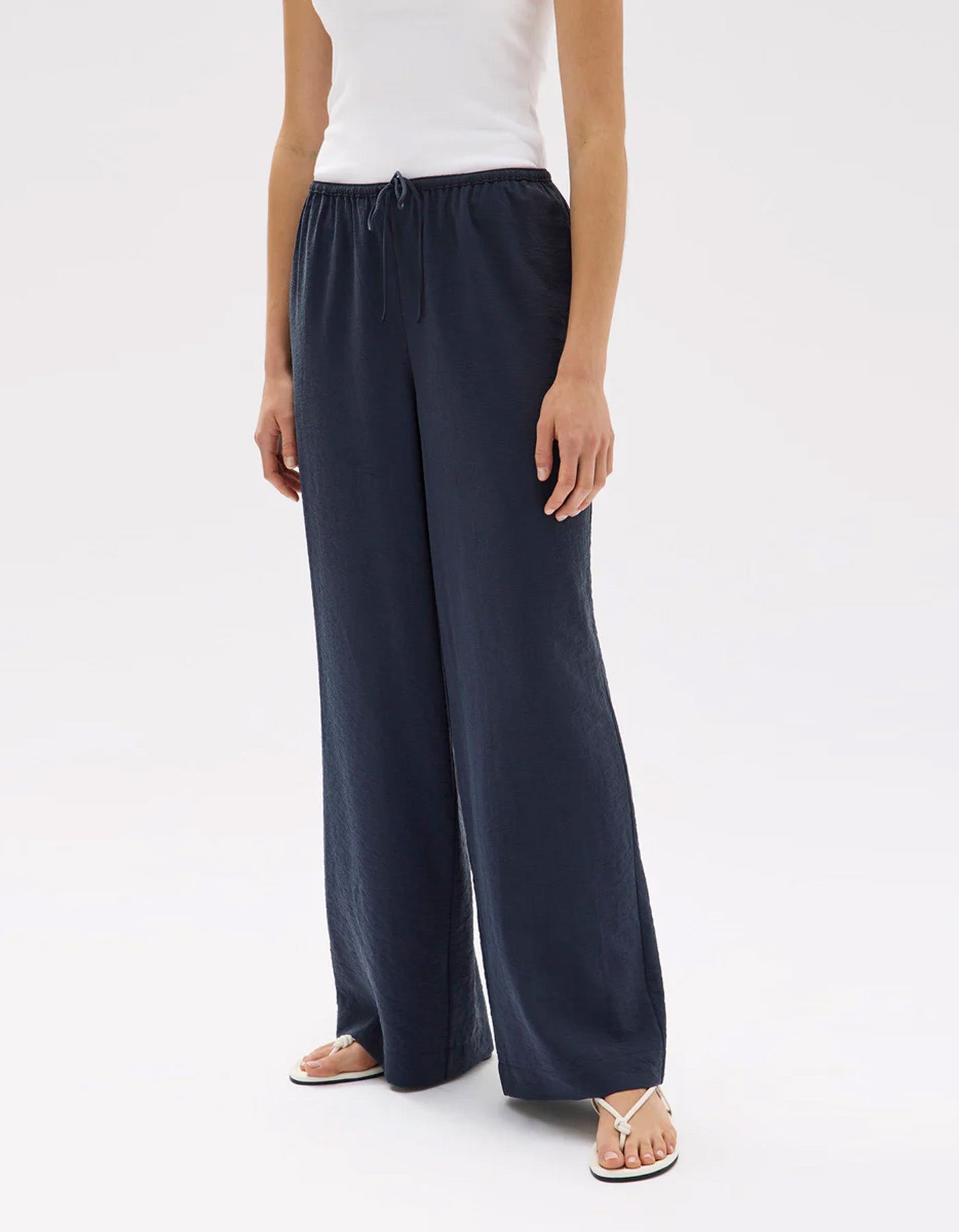 Assembly Label Heather Silk Blend Pant Navy