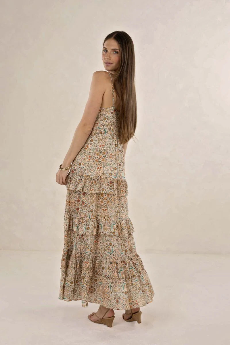 Humidity Cini Maxi Dress Almond Print