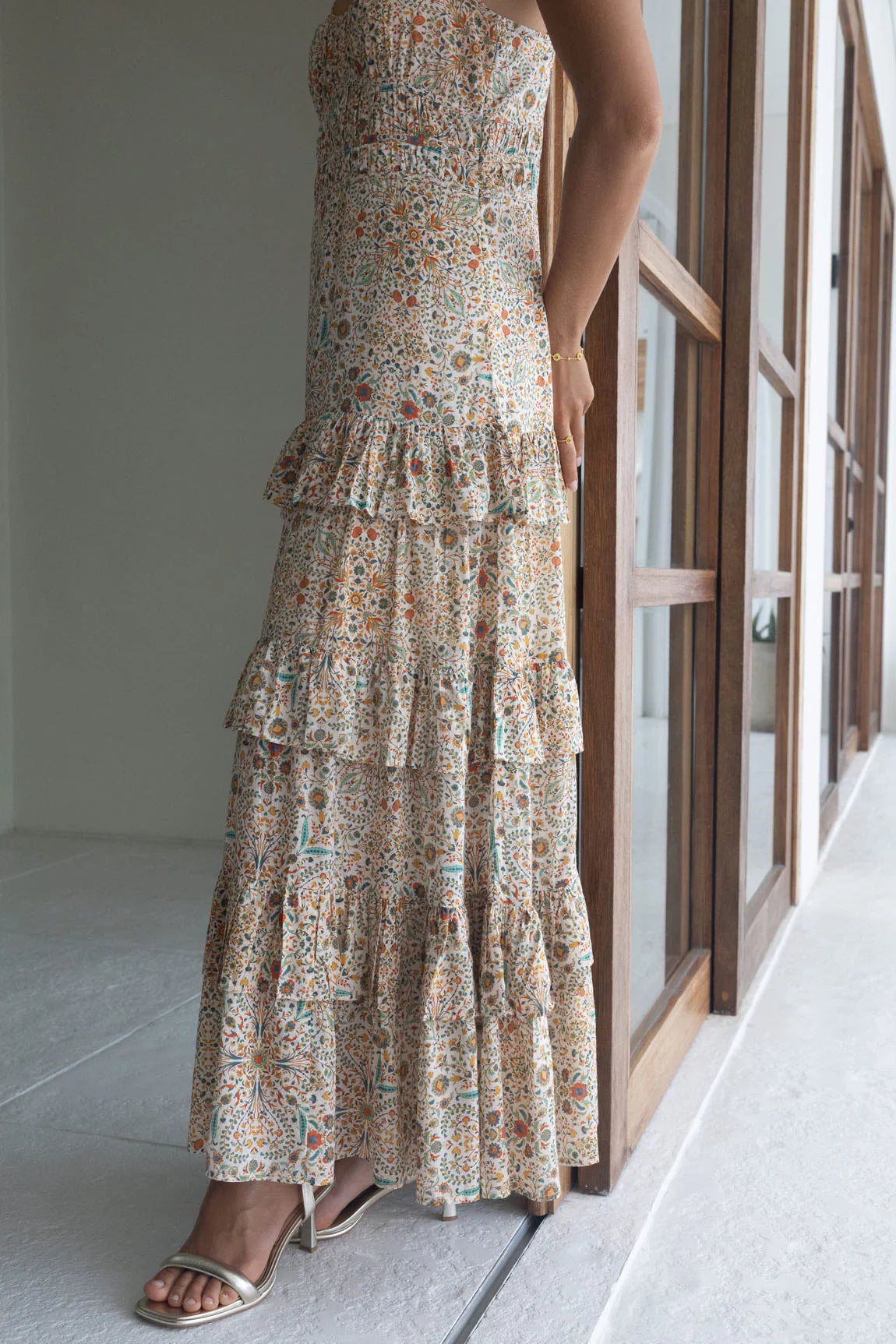 Humidity Cini Maxi Dress Almond Print