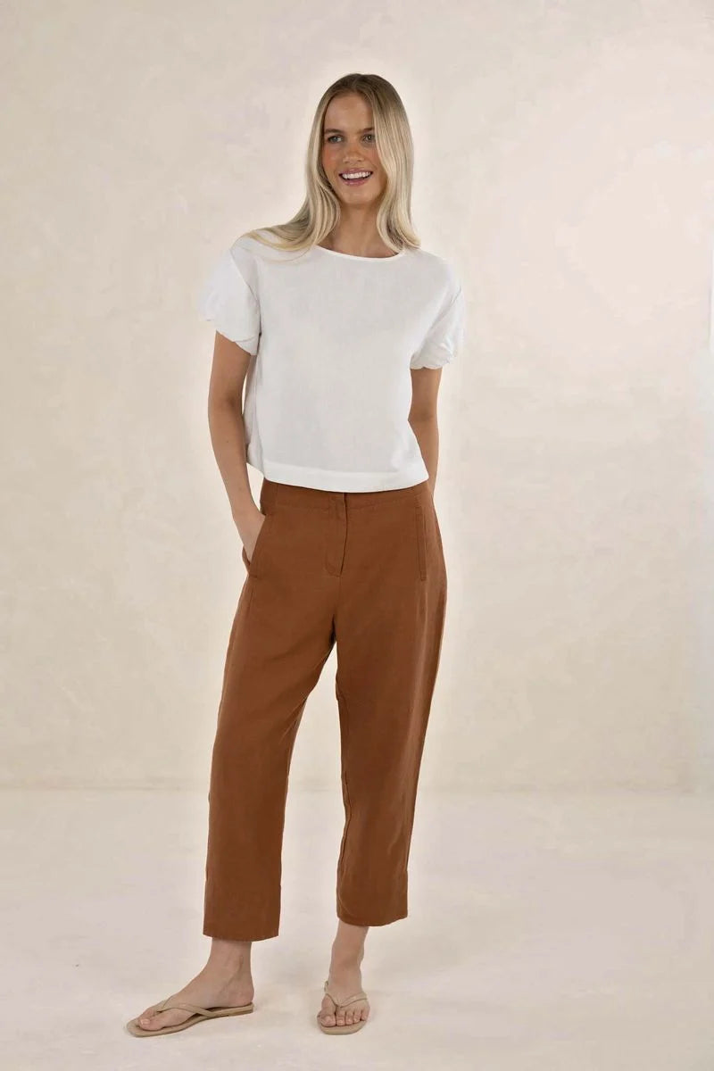 Humidity Huxe Linen Pant Tobacco