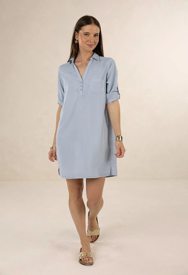 Humidity Remy Shirt Dress Blue Haze