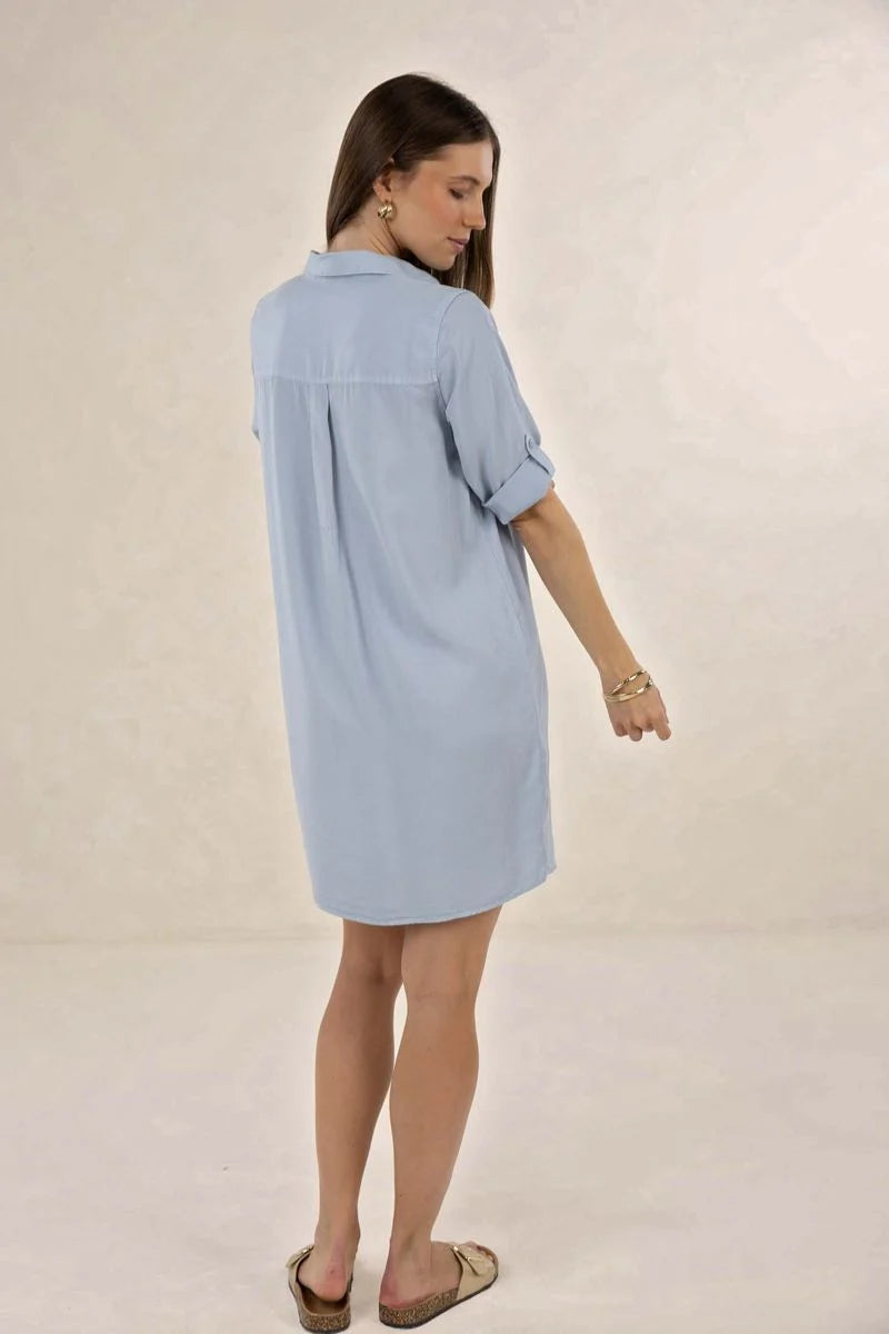 Humidity Remy Shirt Dress Blue Haze