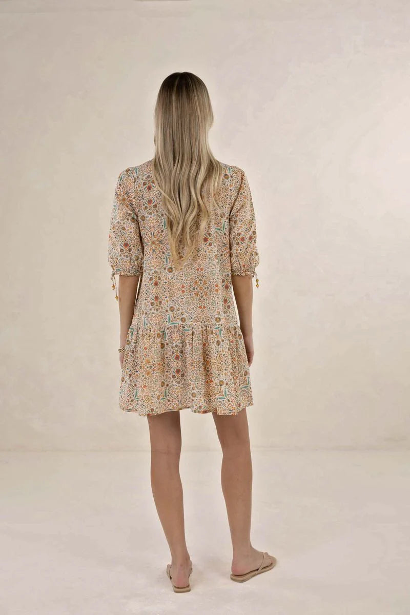 Humidity Rumi Smock Dress Almond Print