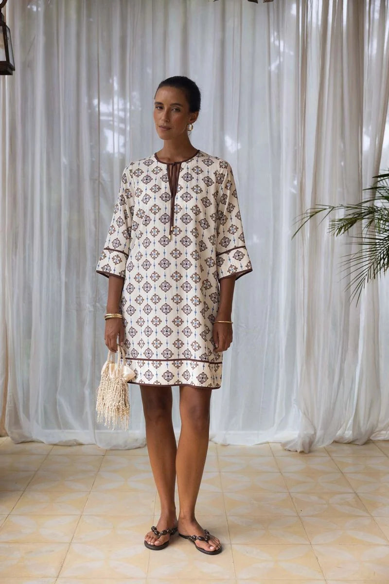 Humidity Vintage Tales Shift Dress Cream/Choc