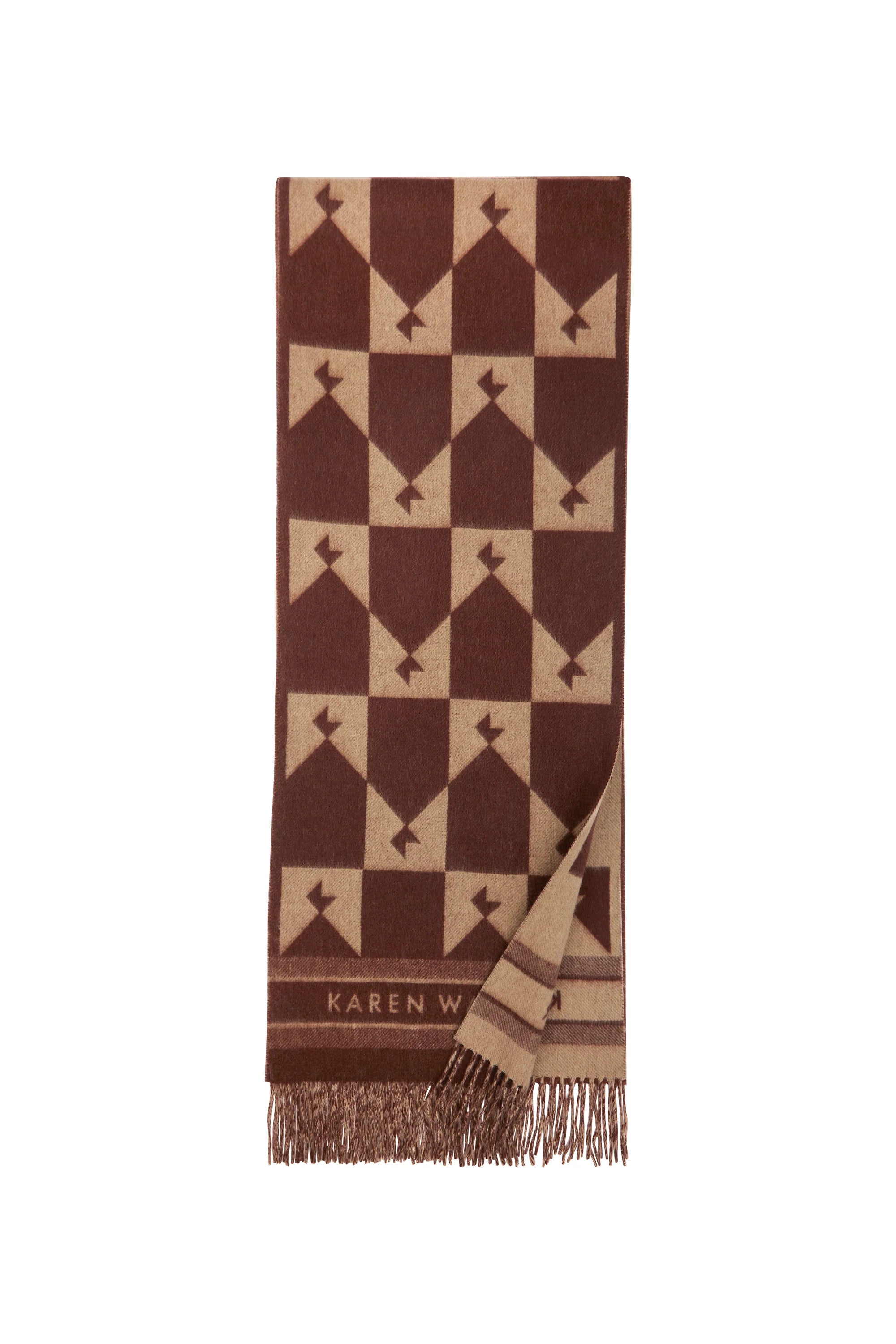 Karen Walker Monogram Jacquard Scarf Mahogany/Tan