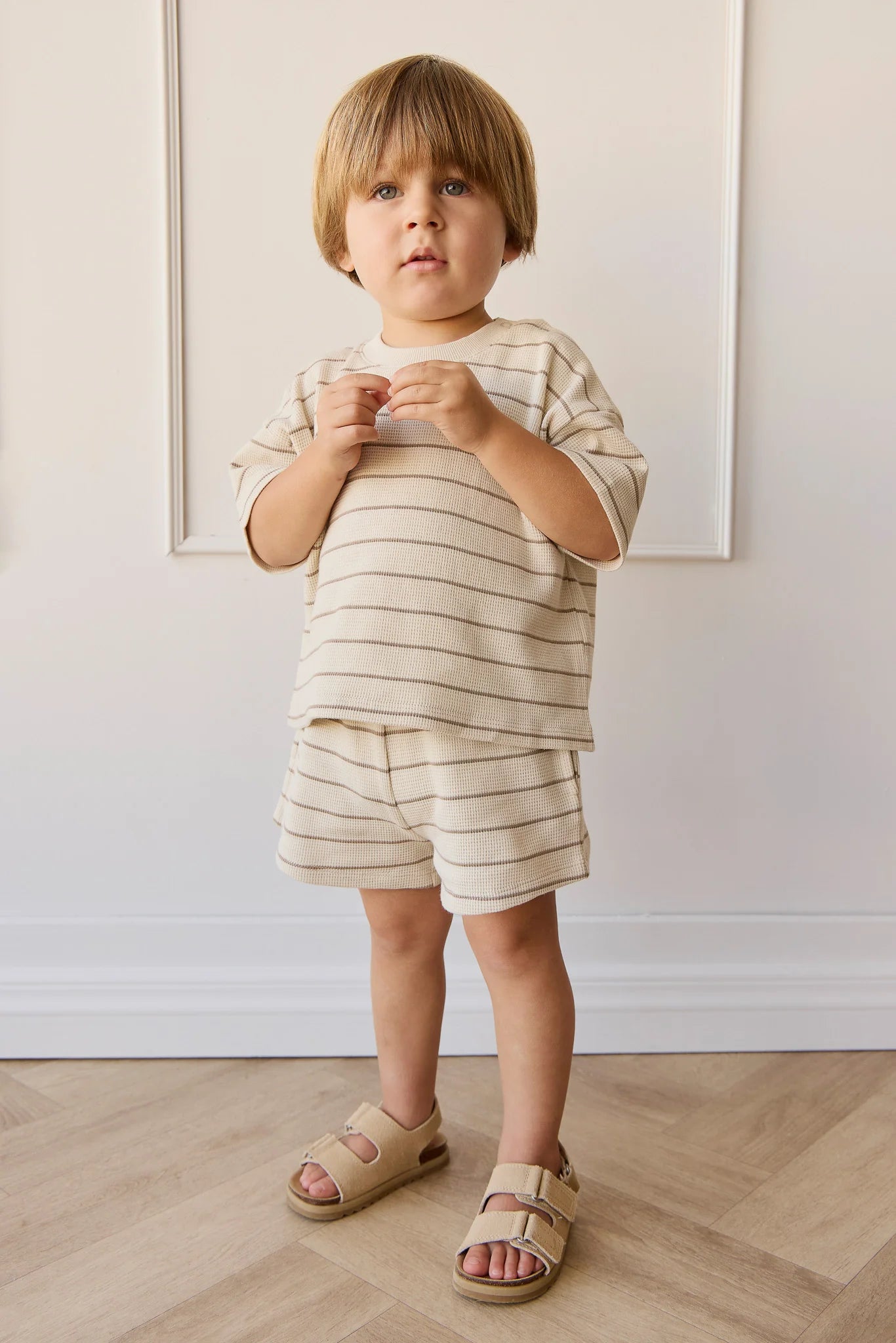 Jamie Kay Organic Cotton Waffle Leith Short - General Stripe Cassava/Batch