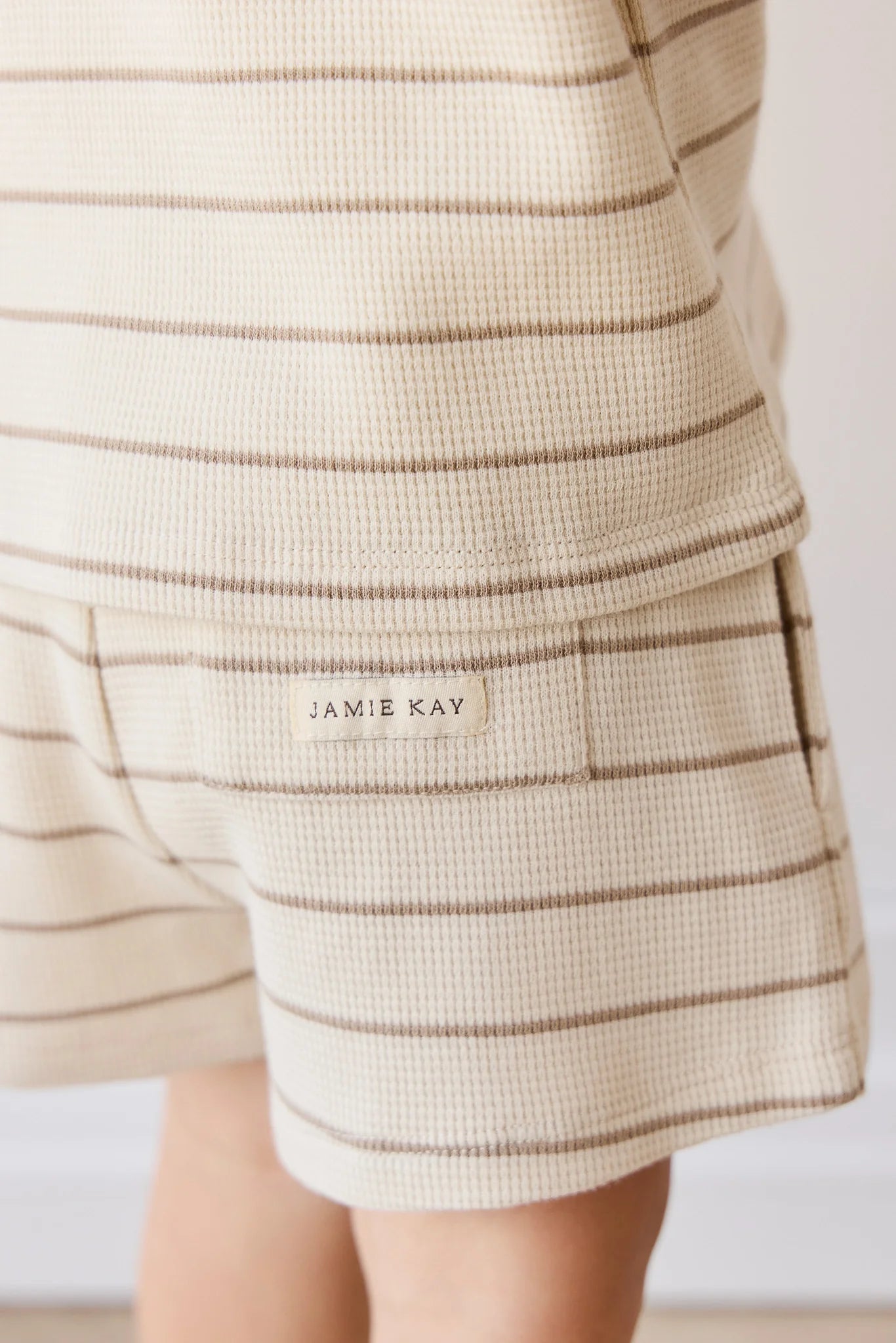 Jamie Kay Organic Cotton Waffle Leith Short - General Stripe Cassava/Batch