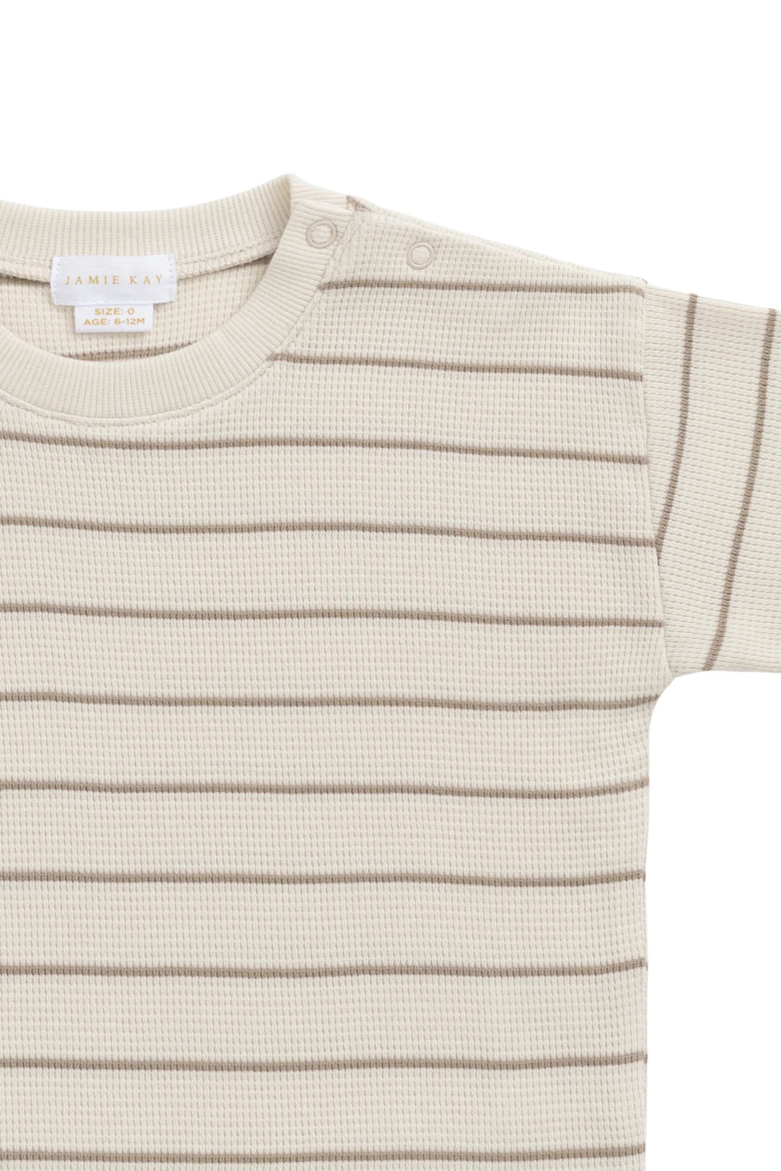 Jamie Kay Organic Cotton Waffle Leith Tee - General Stripe Cassava/Batch