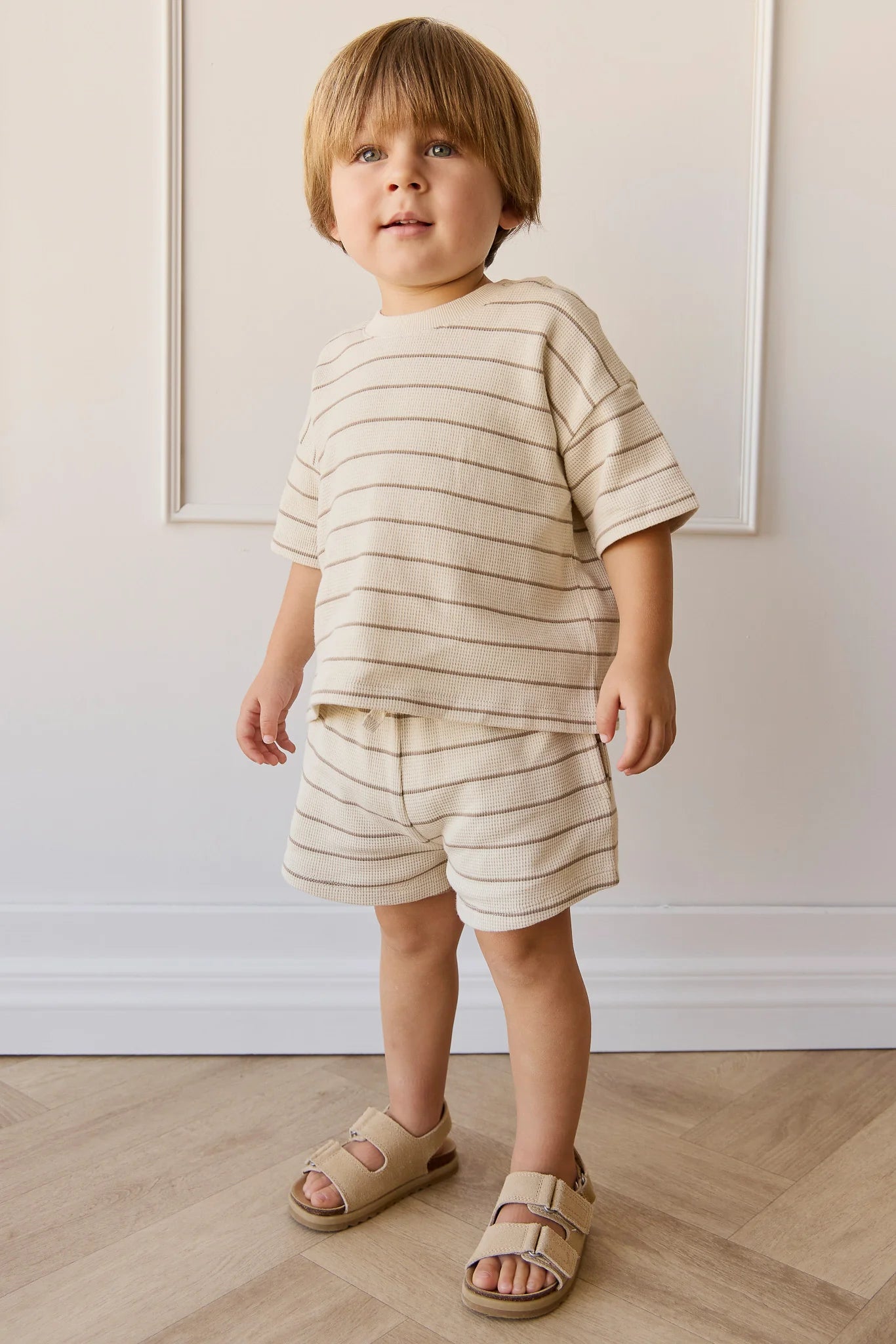 Jamie Kay Organic Cotton Waffle Leith Tee - General Stripe Cassava/Batch
