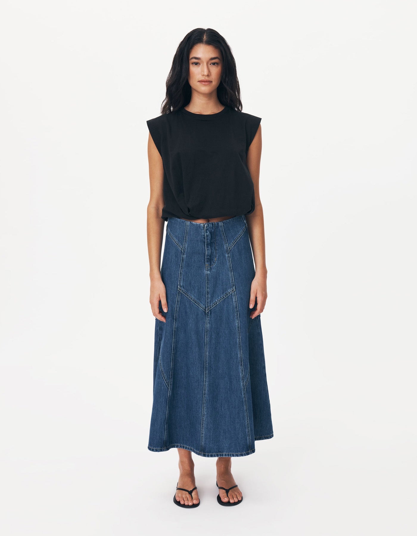 Rowie The Label Jeanette Denim Midi Skirt