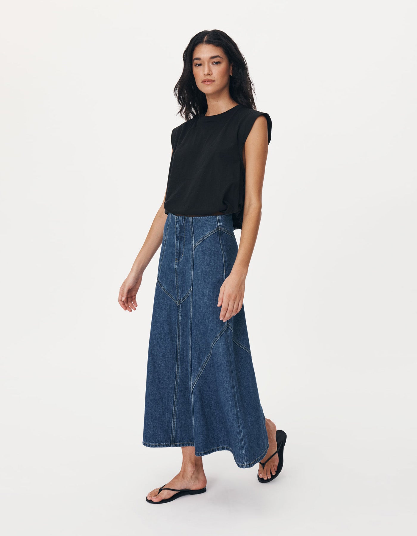 Rowie The Label Jeanette Denim Midi Skirt