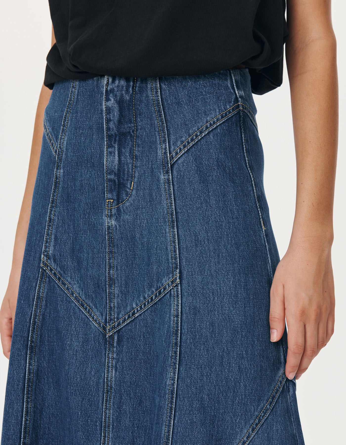 Rowie The Label Jeanette Denim Midi Skirt