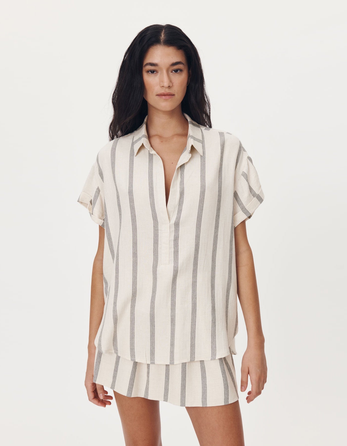 Rowie The Label Juni Blouse Natural/Black Stripe