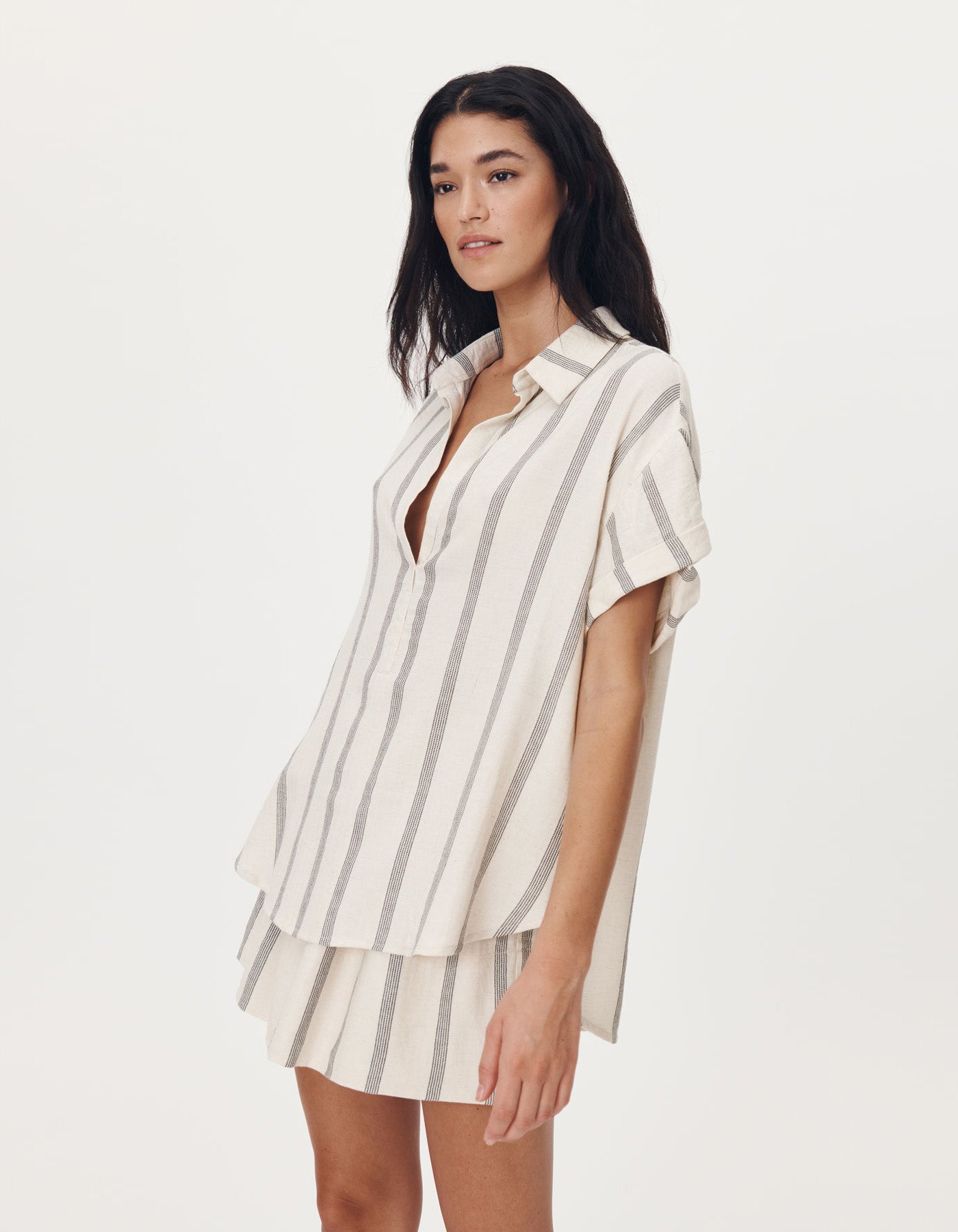 Rowie The Label Juni Blouse Natural/Black Stripe