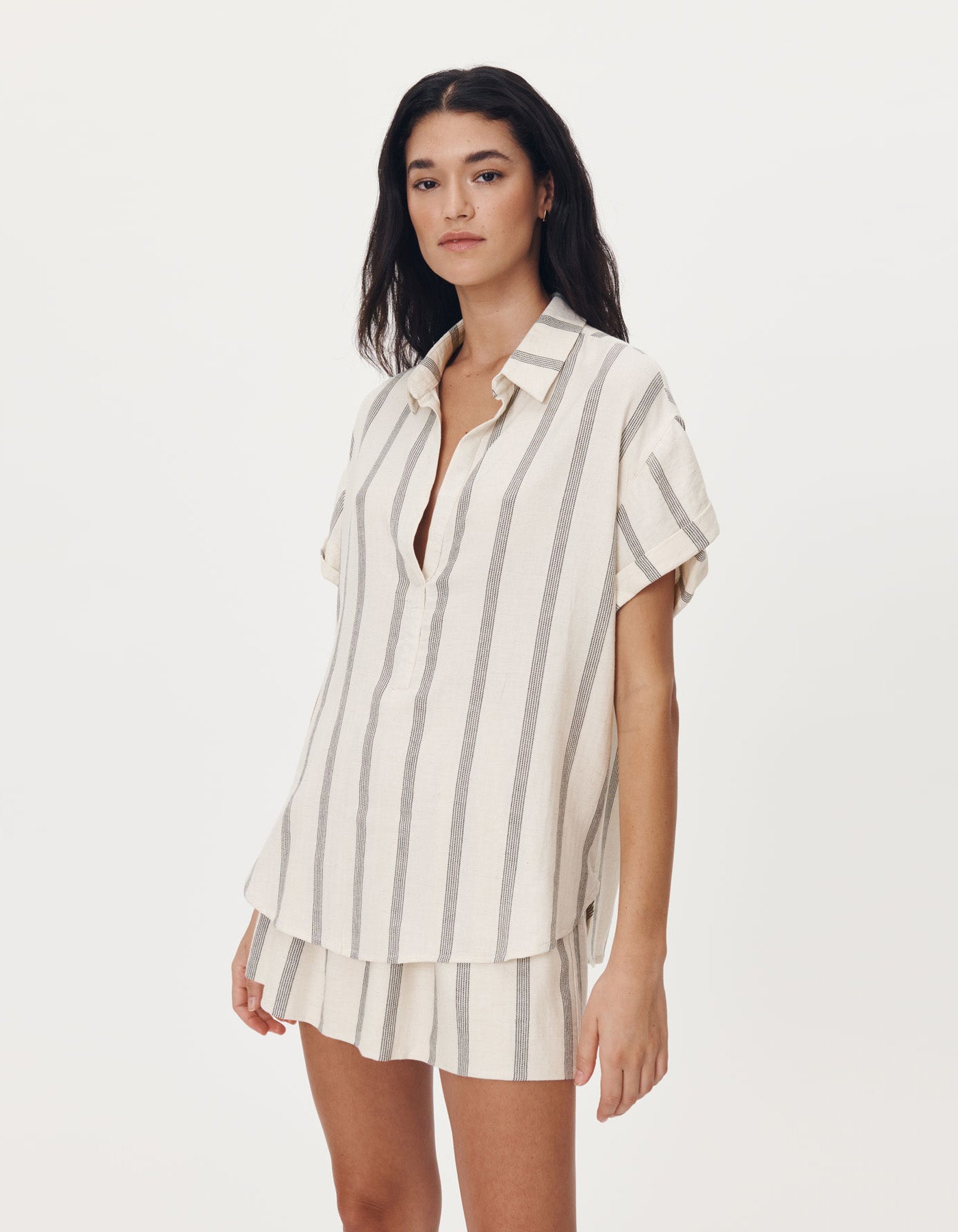 Rowie The Label Juni Blouse Natural/Black Stripe