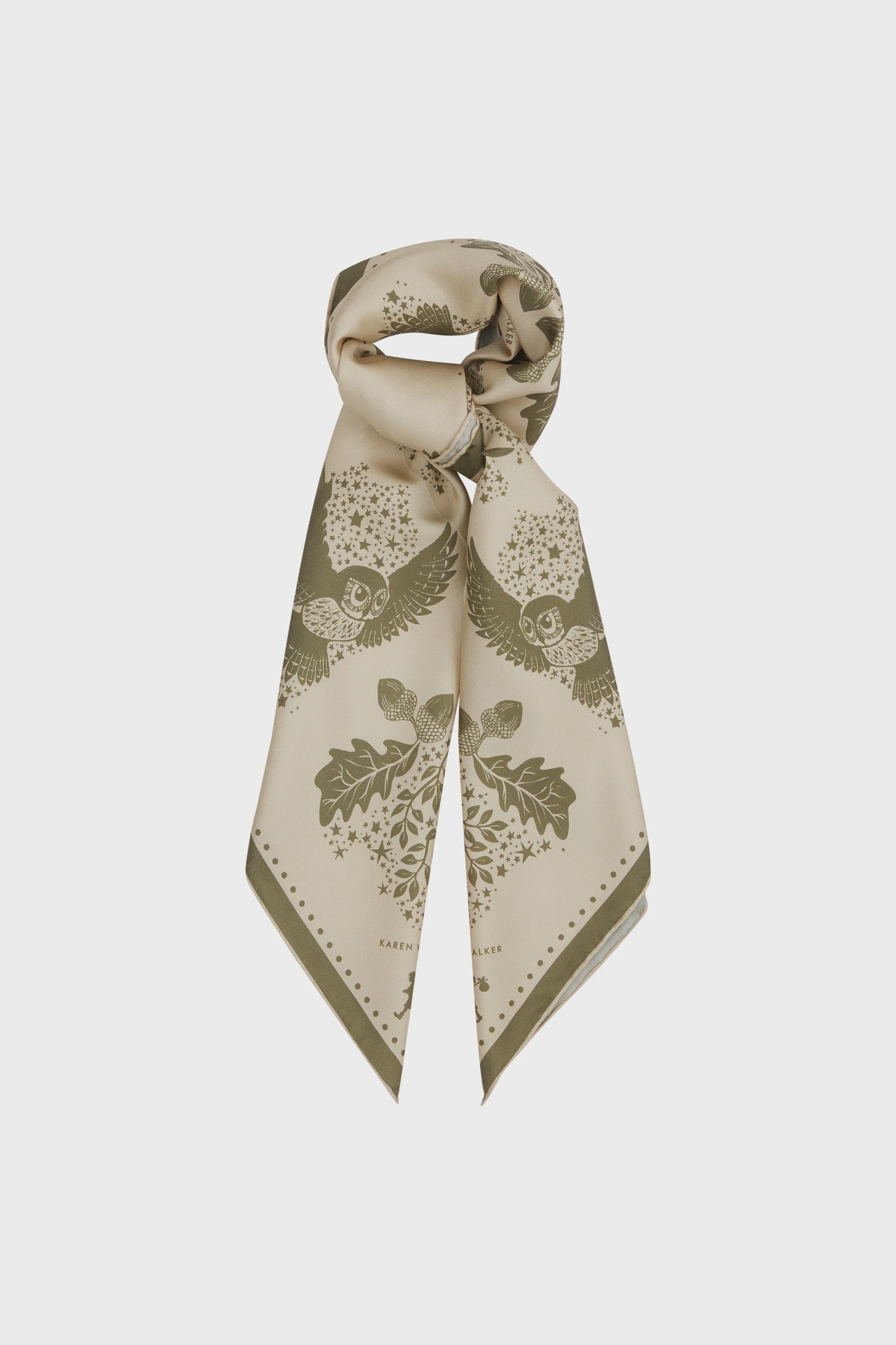 Karen Walker Night Owl Classic Silk Twill Scarf Natural