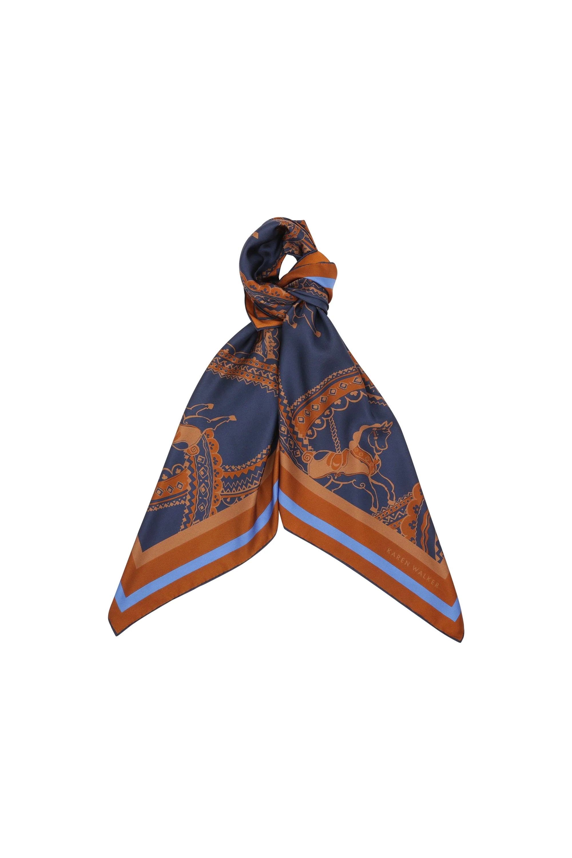 Karen Walker Carousel Classic Silk Scarf Navy Multi