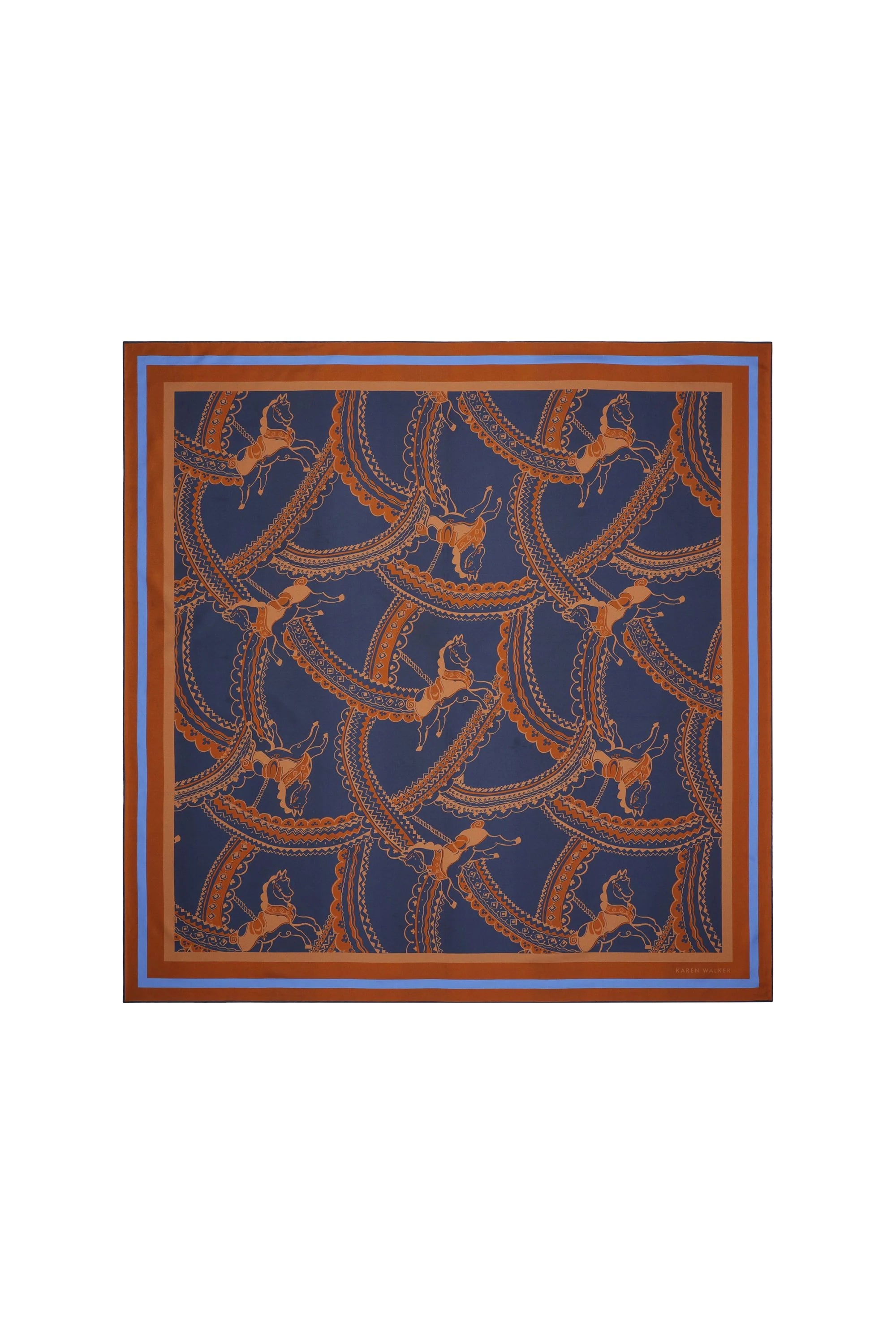 Karen Walker Carousel Classic Silk Scarf Navy Multi