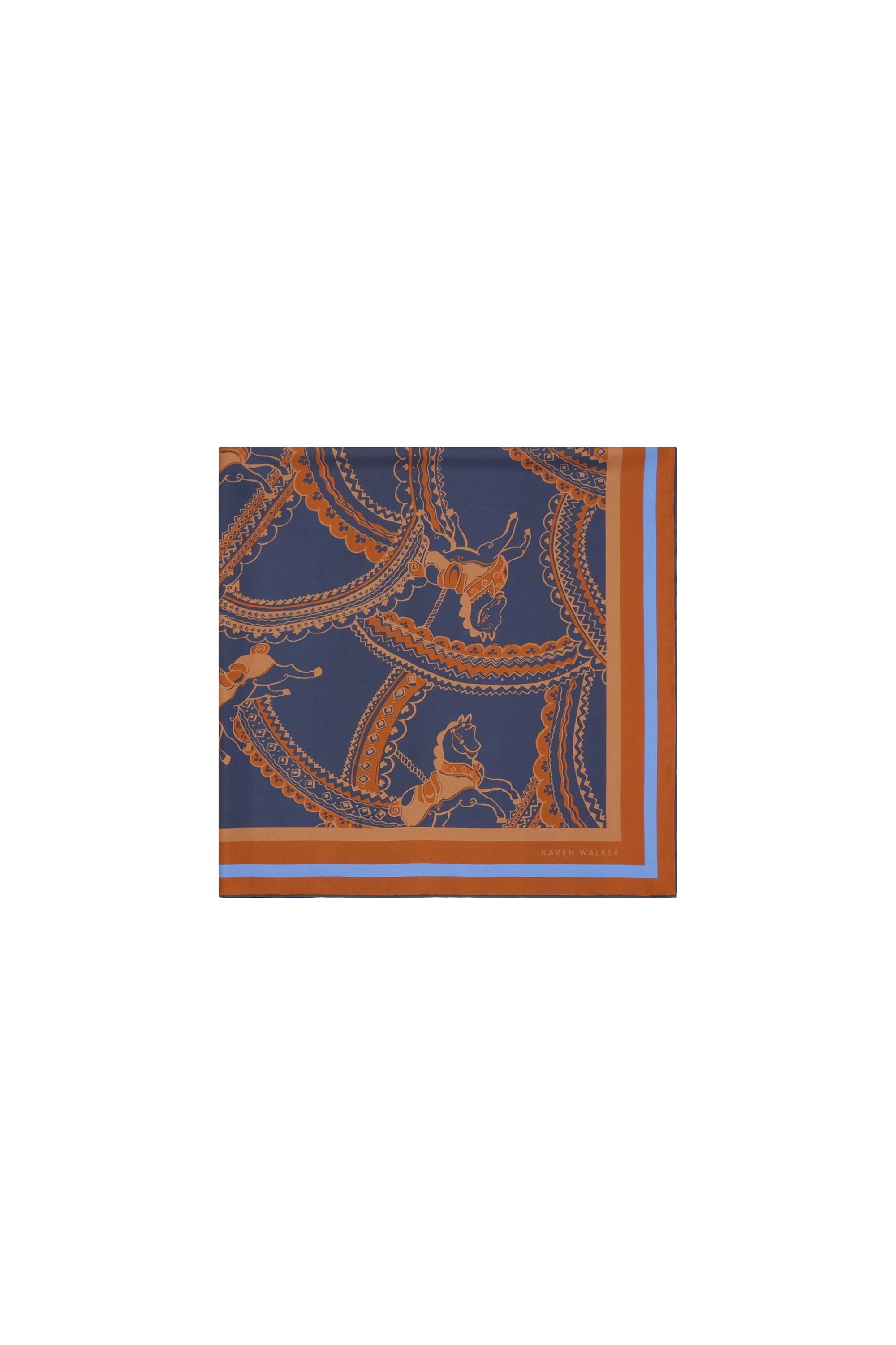Karen Walker Carousel Classic Silk Scarf Navy Multi