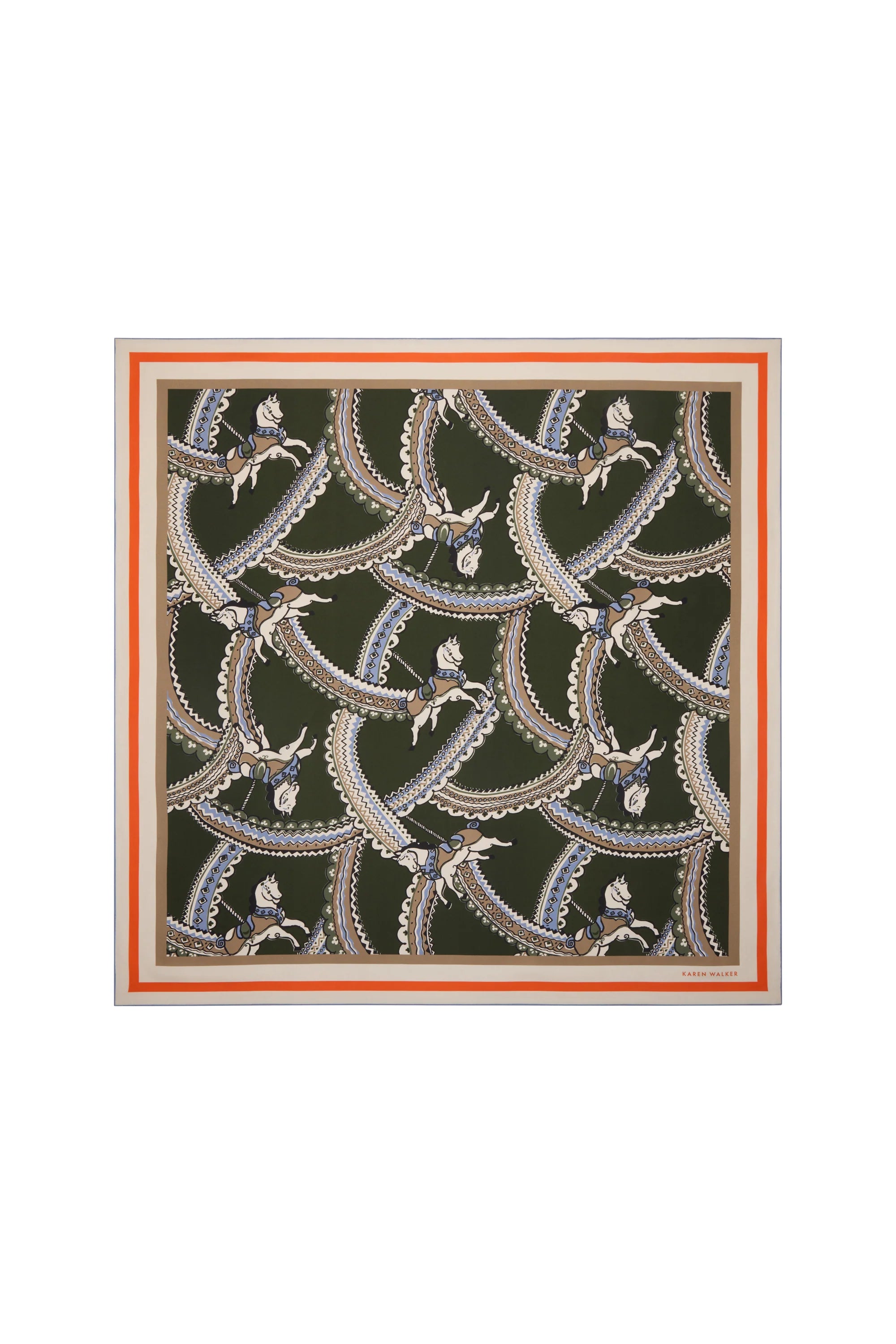 Karen Walker The Carousel Classic Silk Scarf Olive Multi