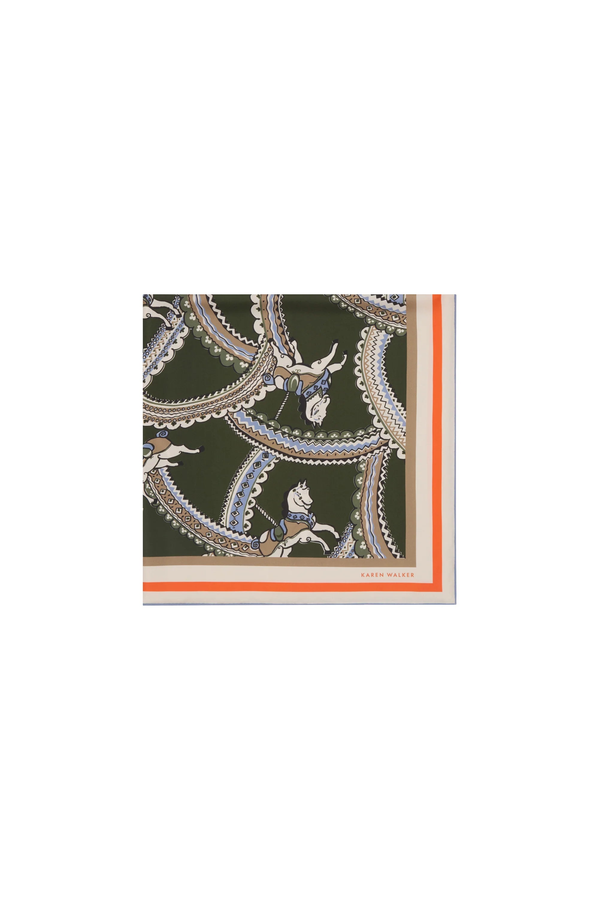 Karen Walker The Carousel Classic Silk Scarf Olive Multi